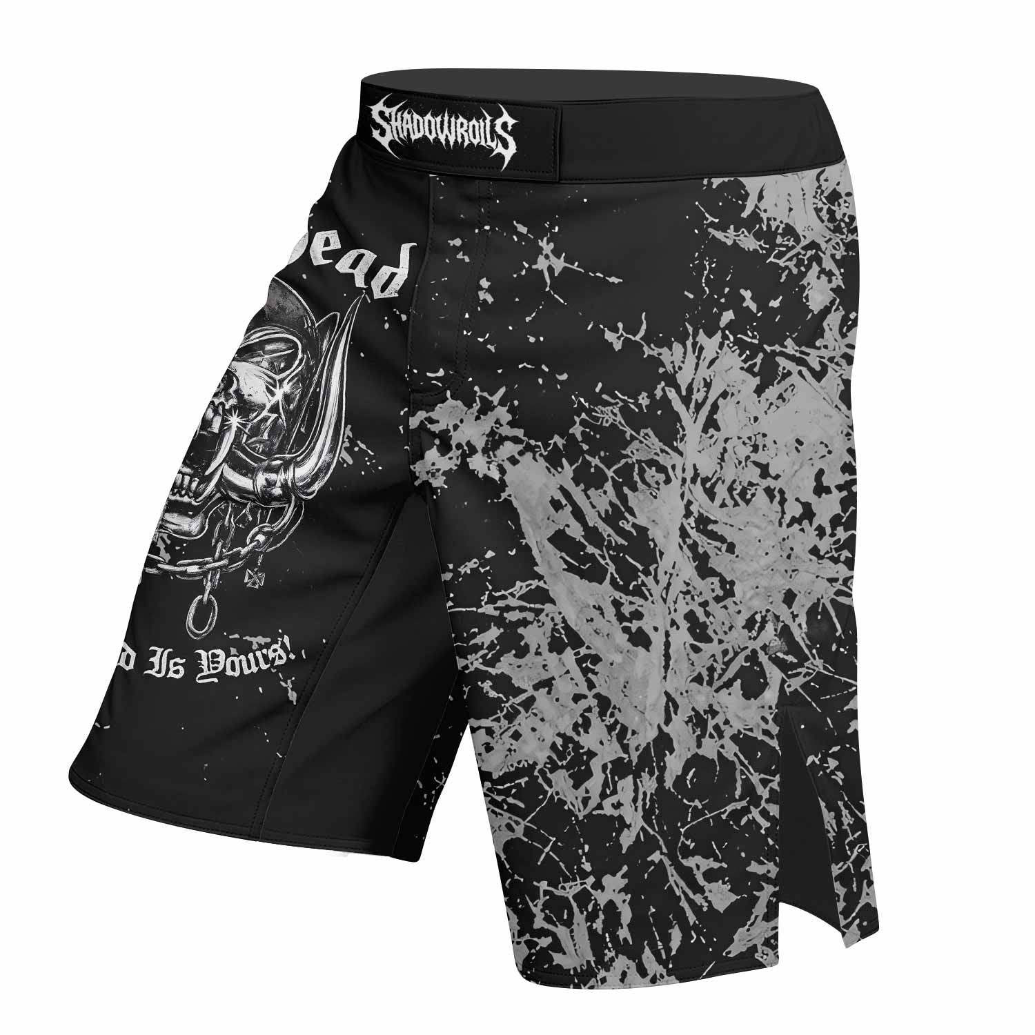 Motörhead The Wörld Is Yours Fight Shorts - left side mockup