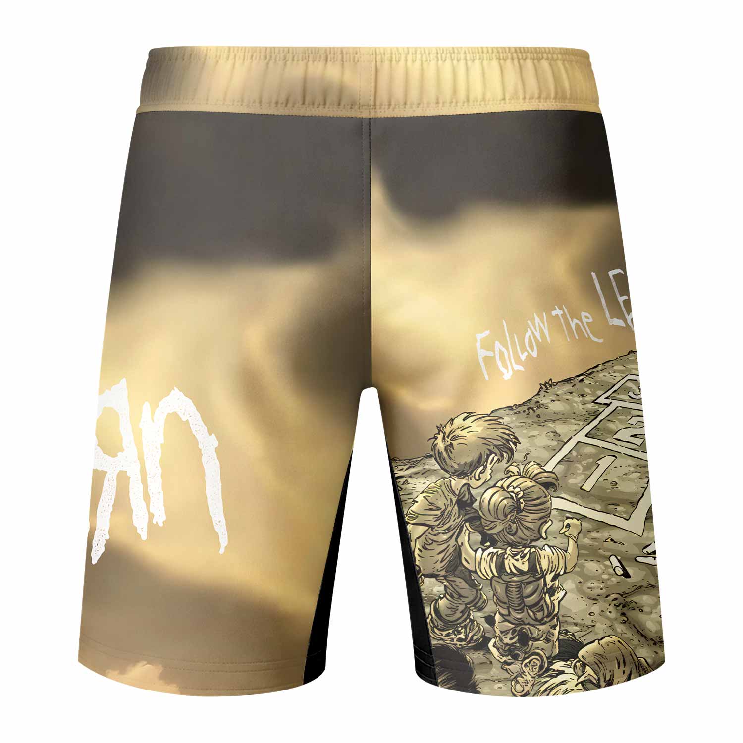 Korn Follow the Leader Fight Shorts - back view mockup