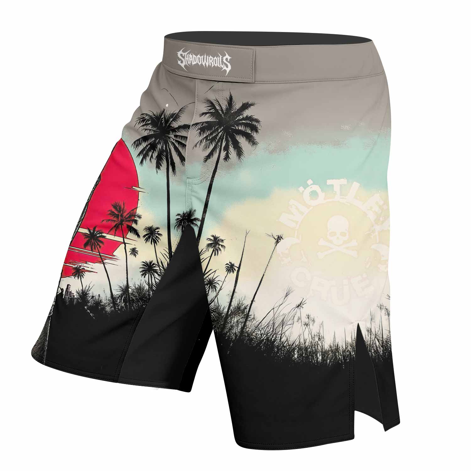 Mötley Crüe Too Fast for Love Fight Shorts - left side mockup