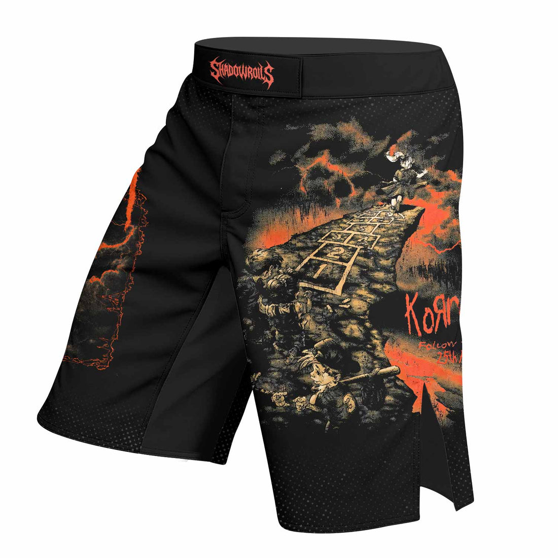 Korn Follow Cliff Fight Shorts - right side mockup