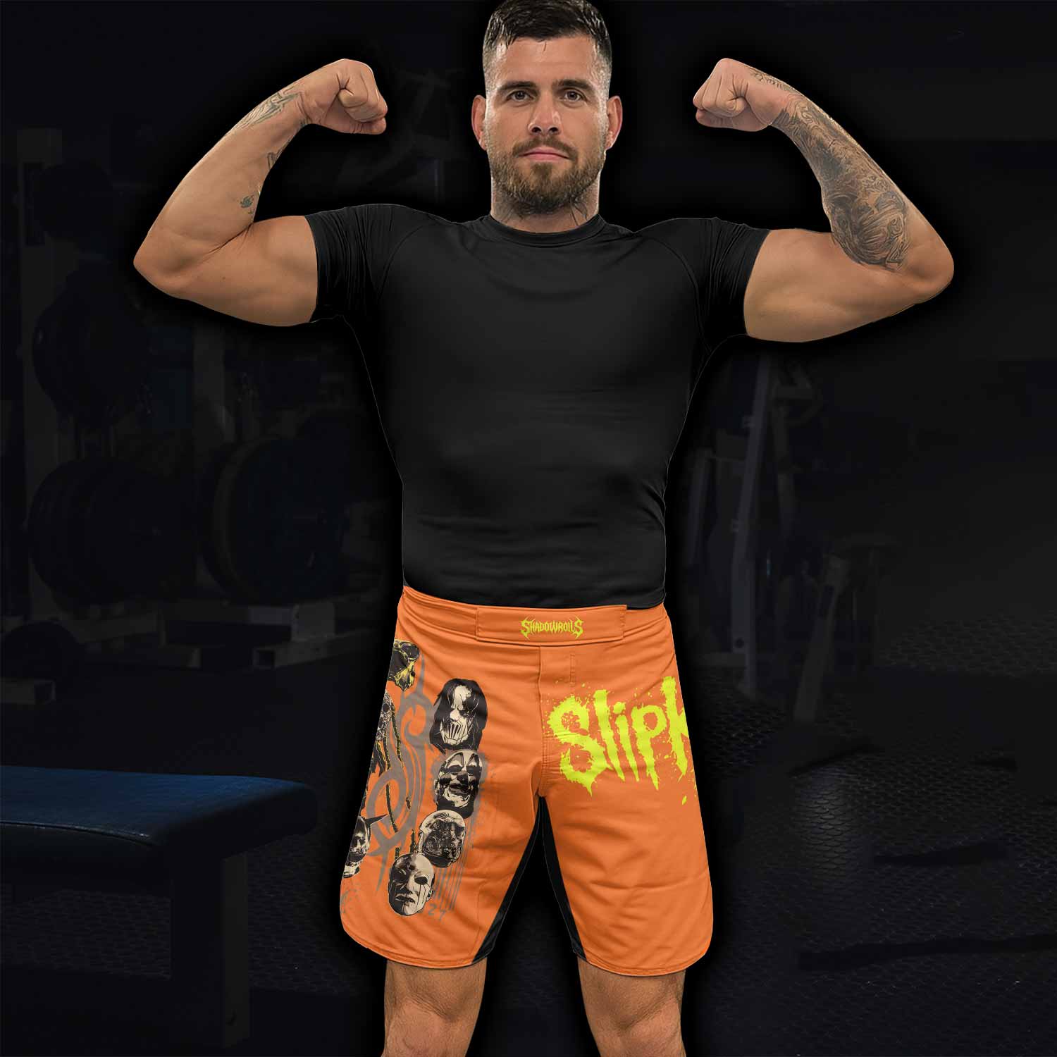 Slipknot Splatter Orange Fight Shorts - lifestyle view
