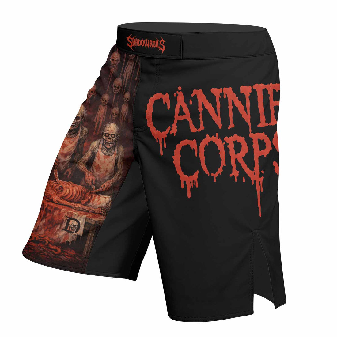 Cannibal Corpse Eaten Back to Life Fight Shorts - right side mockup