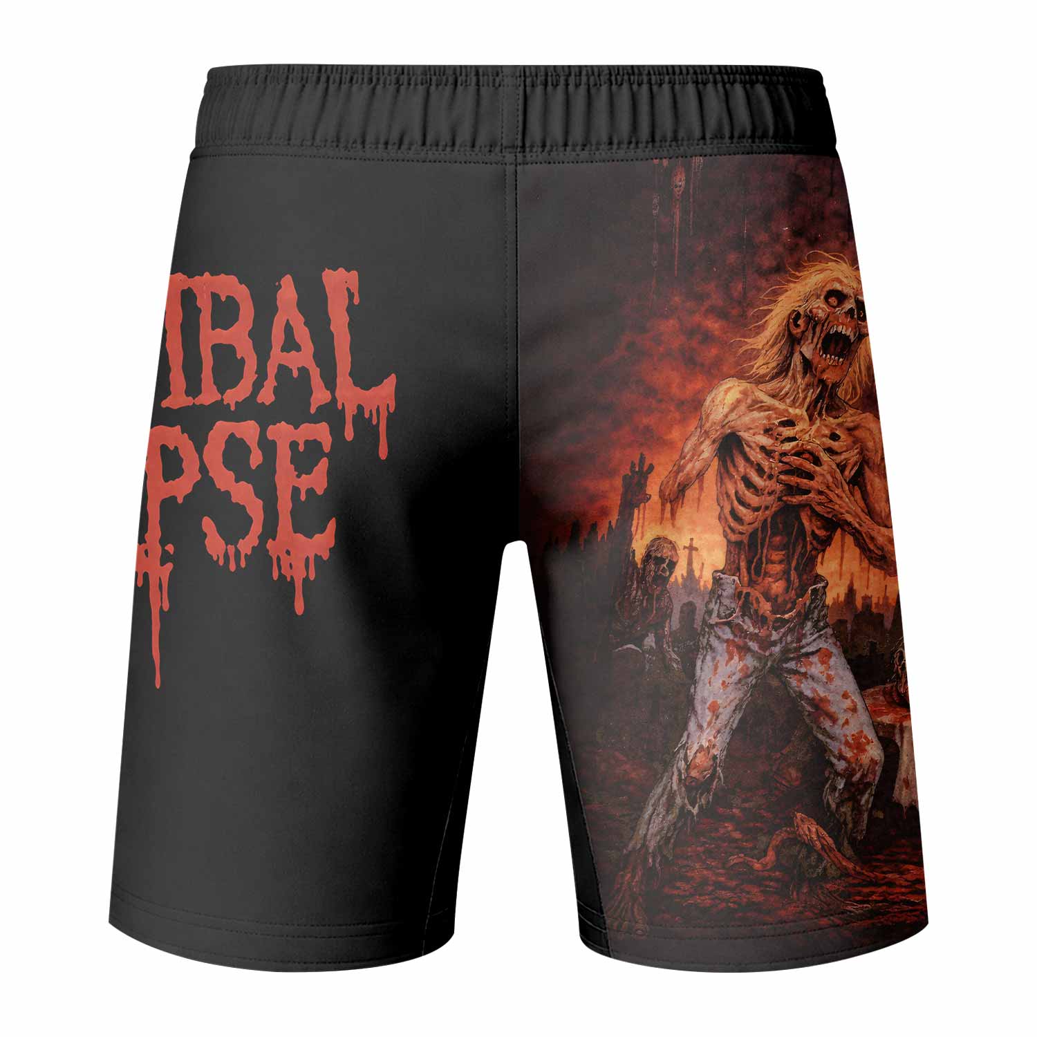 Cannibal Corpse Eaten Back to Life Fight Shorts - back view mockup