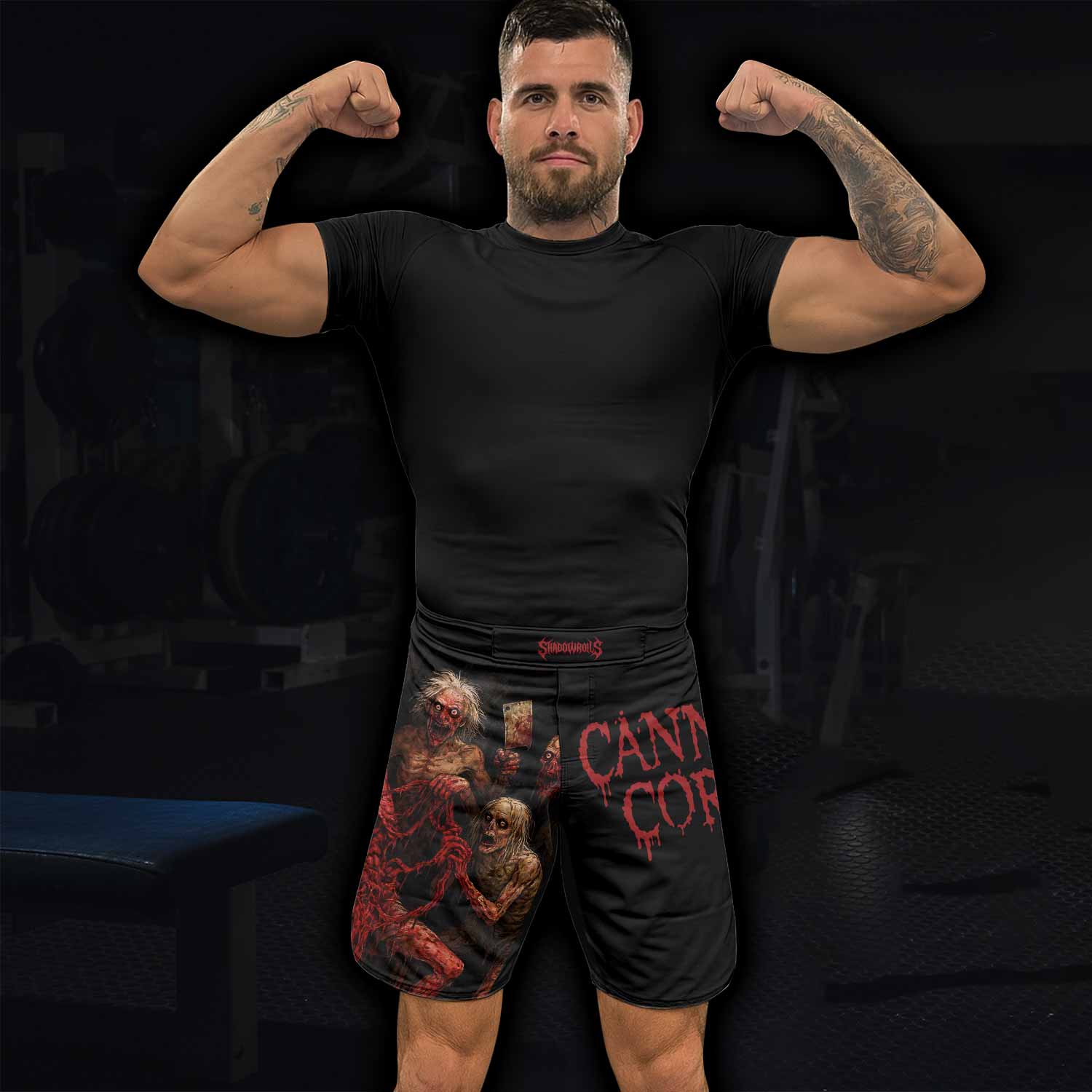 Butchered at Birth Cannibal Corpse Fight Shorts - lifestyle view