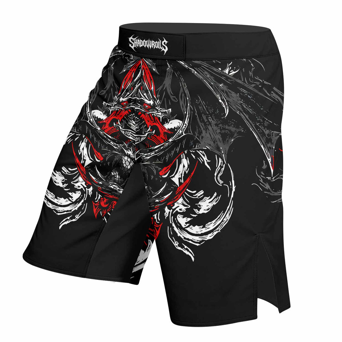 Crimson Seraphim Fight Shorts - right side mockup