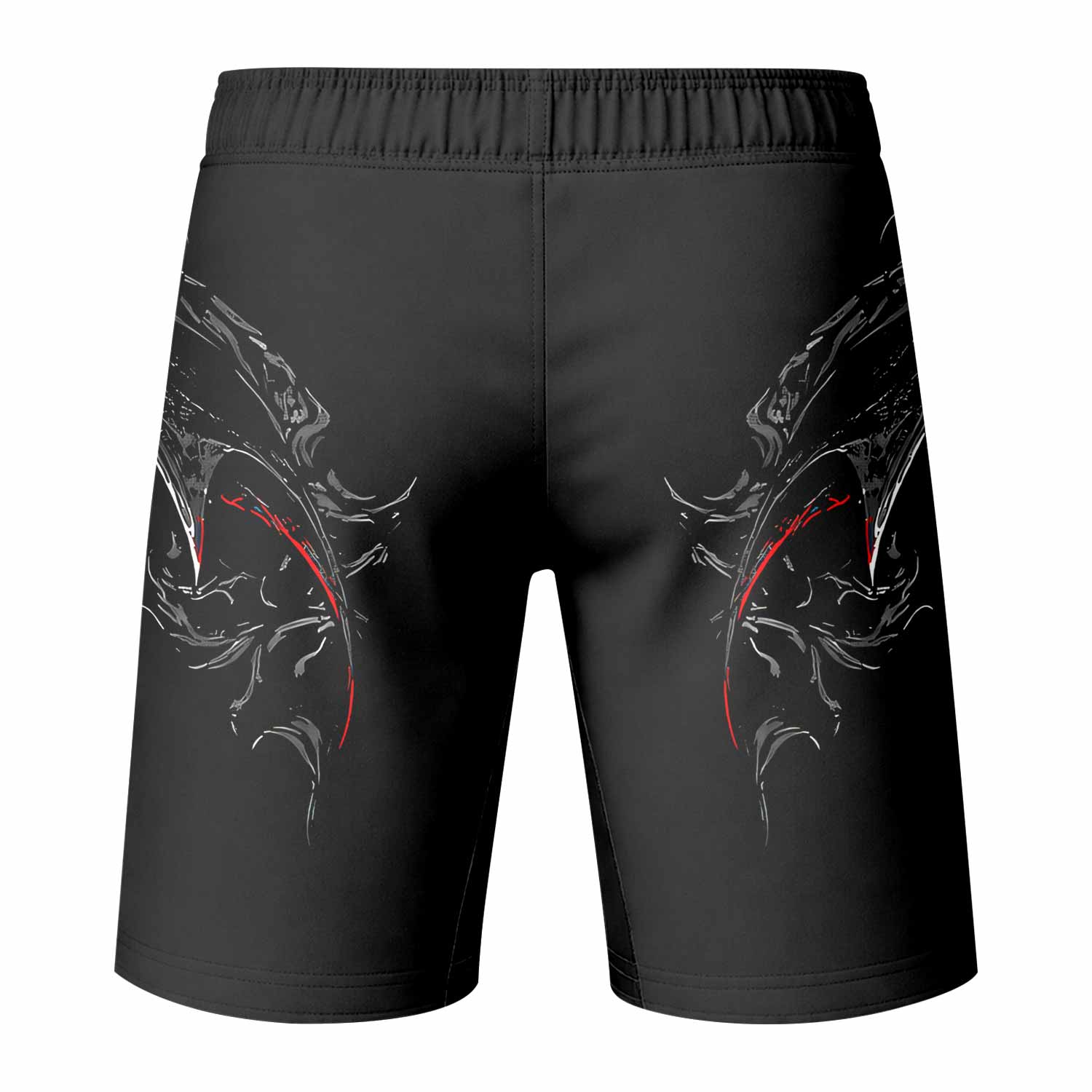 Crimson Seraphim Fight Shorts - back view mockup