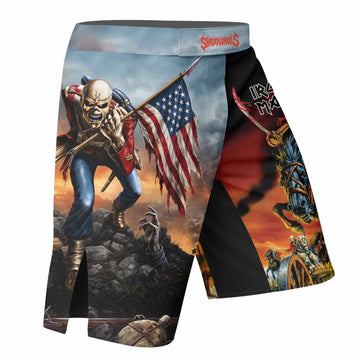 Iron Maiden American Flag Fight Shorts - right side mockup