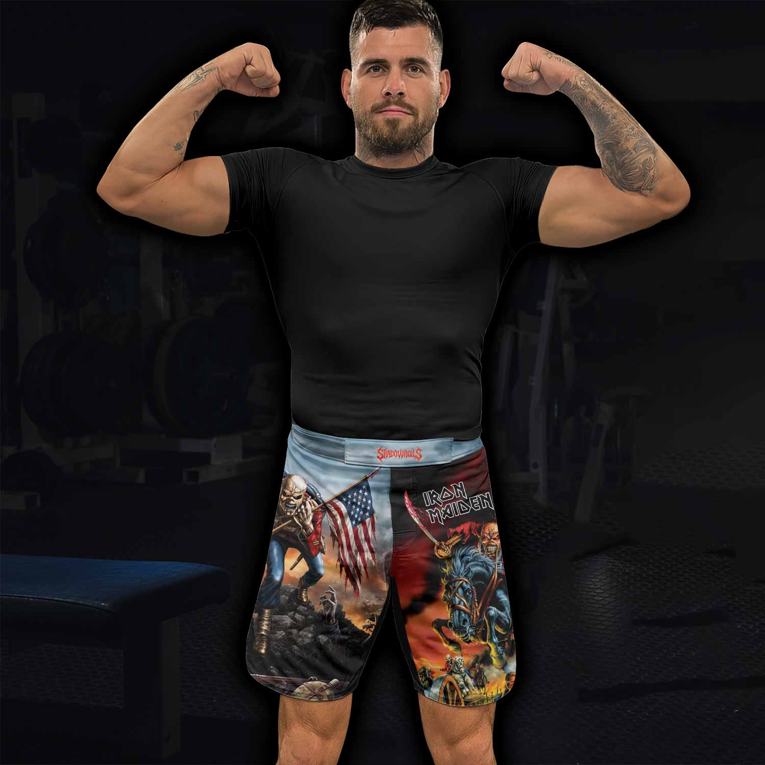 Iron Maiden American Flag Fight Shorts - lifestyle view
