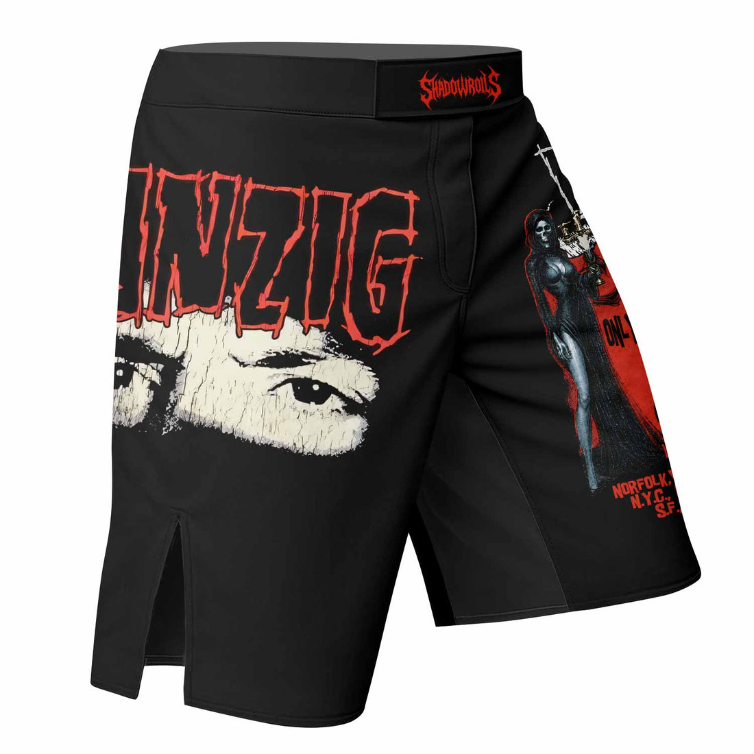 Danzig Deth Red Sabaoth Fight Shorts - right side mockup