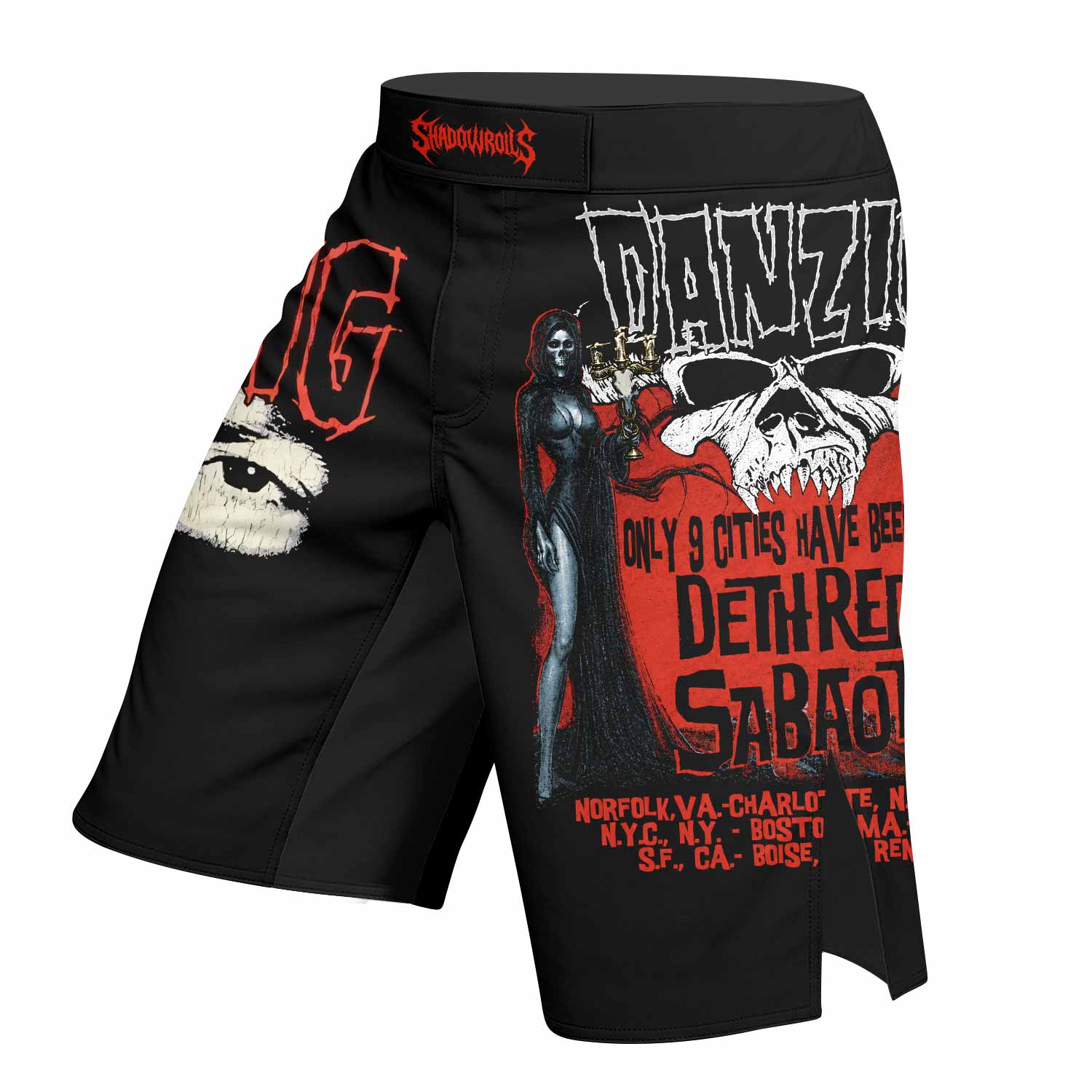 Danzig Deth Red Sabaoth Fight Shorts - left side mockup