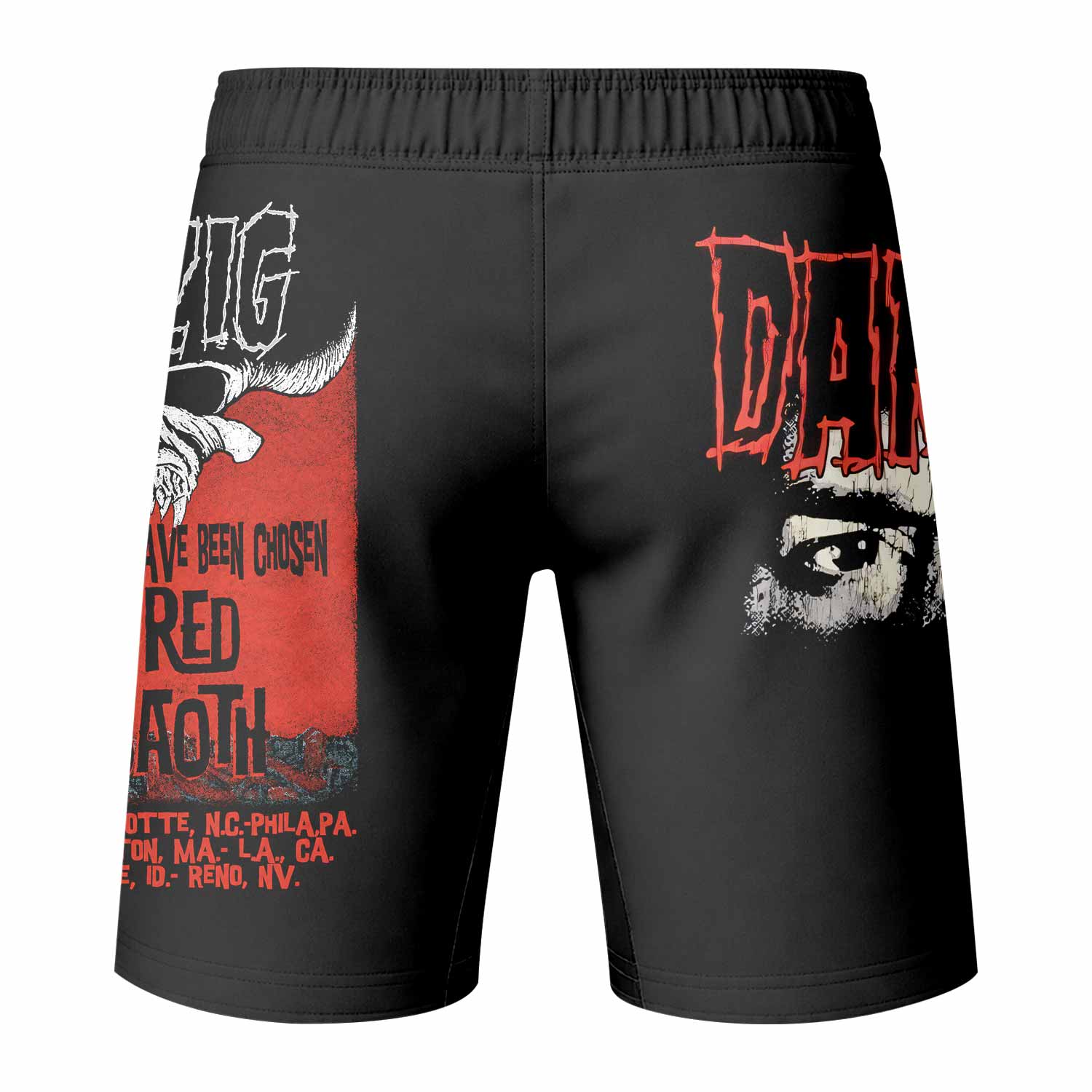 Danzig Deth Red Sabaoth Fight Shorts - back view mockup