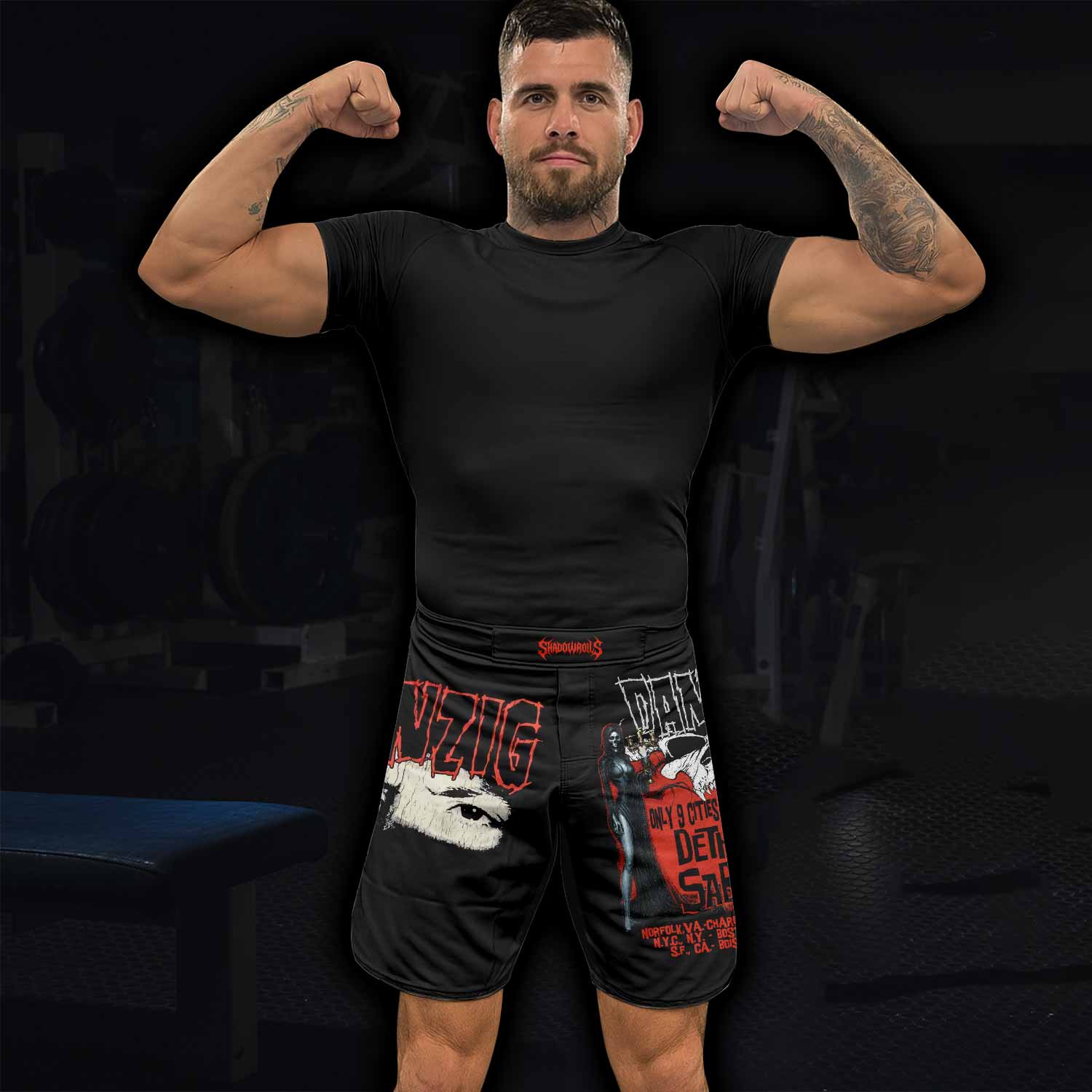 Danzig Deth Red Sabaoth Fight Shorts - lifestyle view