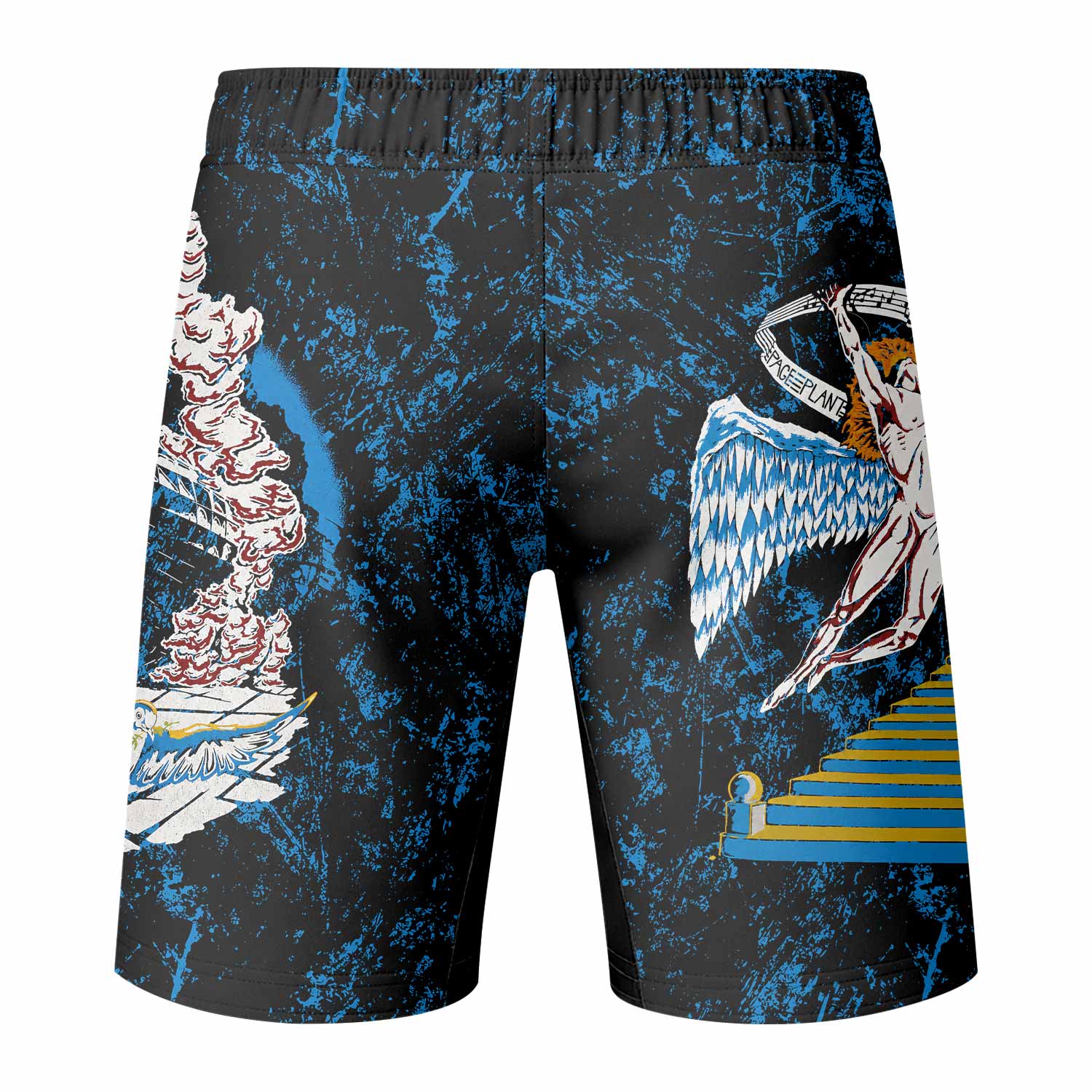 Led Zeppelin Swan Song Fight Shorts - back view mockup