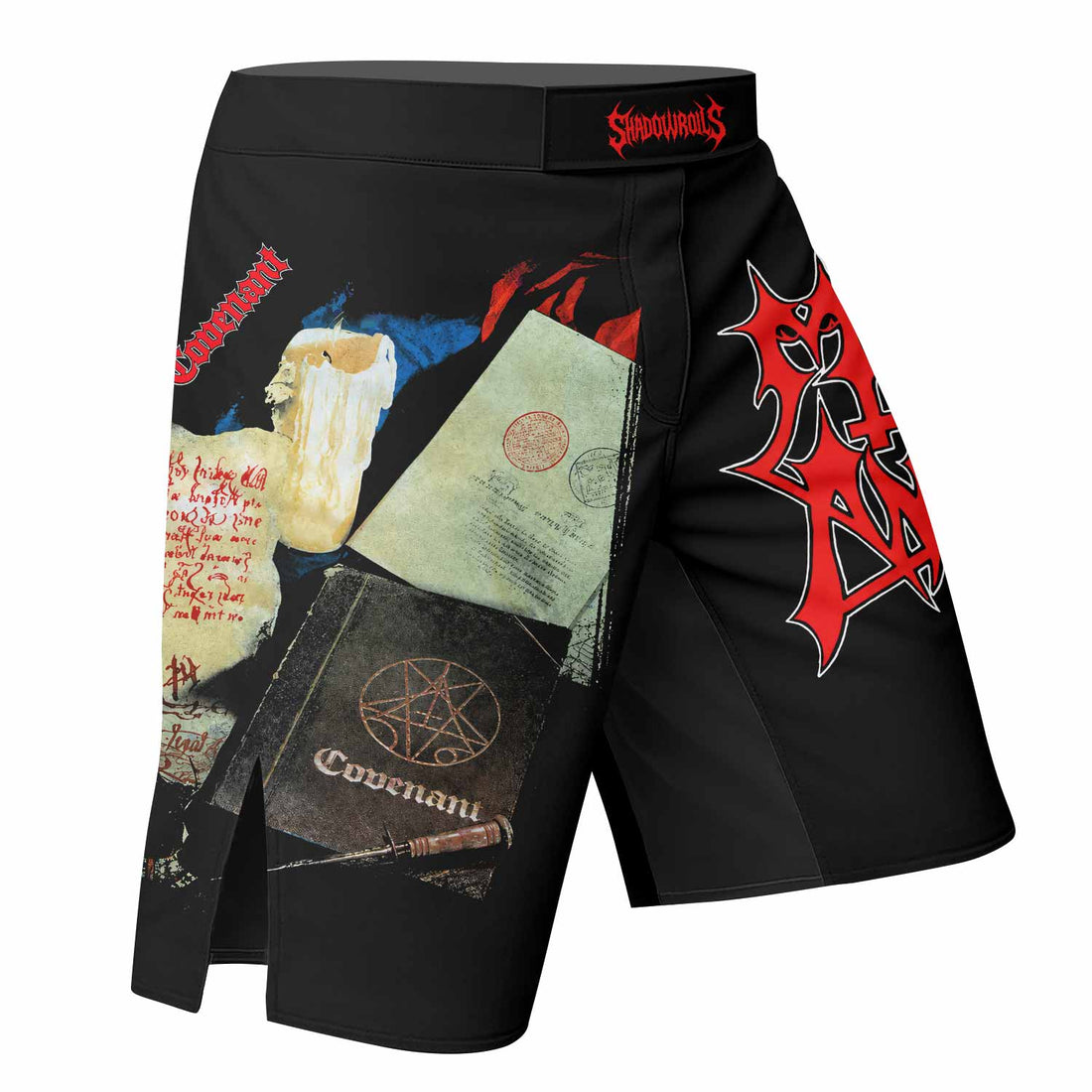 Morbid Angel Covenant Fight Shorts - right side mockup