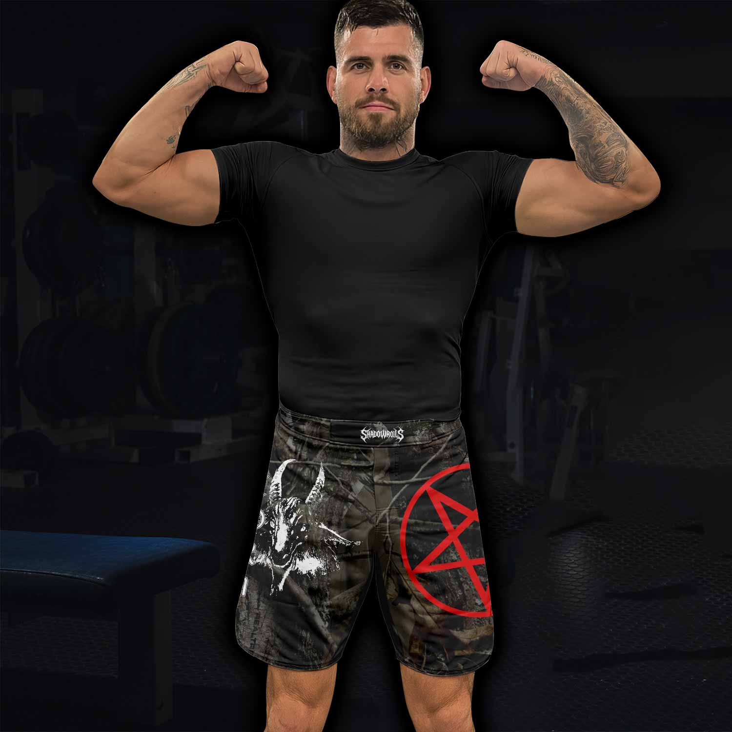 Bathory Sigil of Baphomet Fight Shorts - lifestyle view