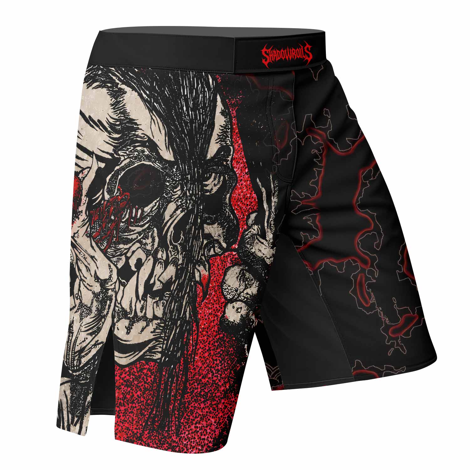 Crimson Hollow Skull Fight Shorts - right side mockup