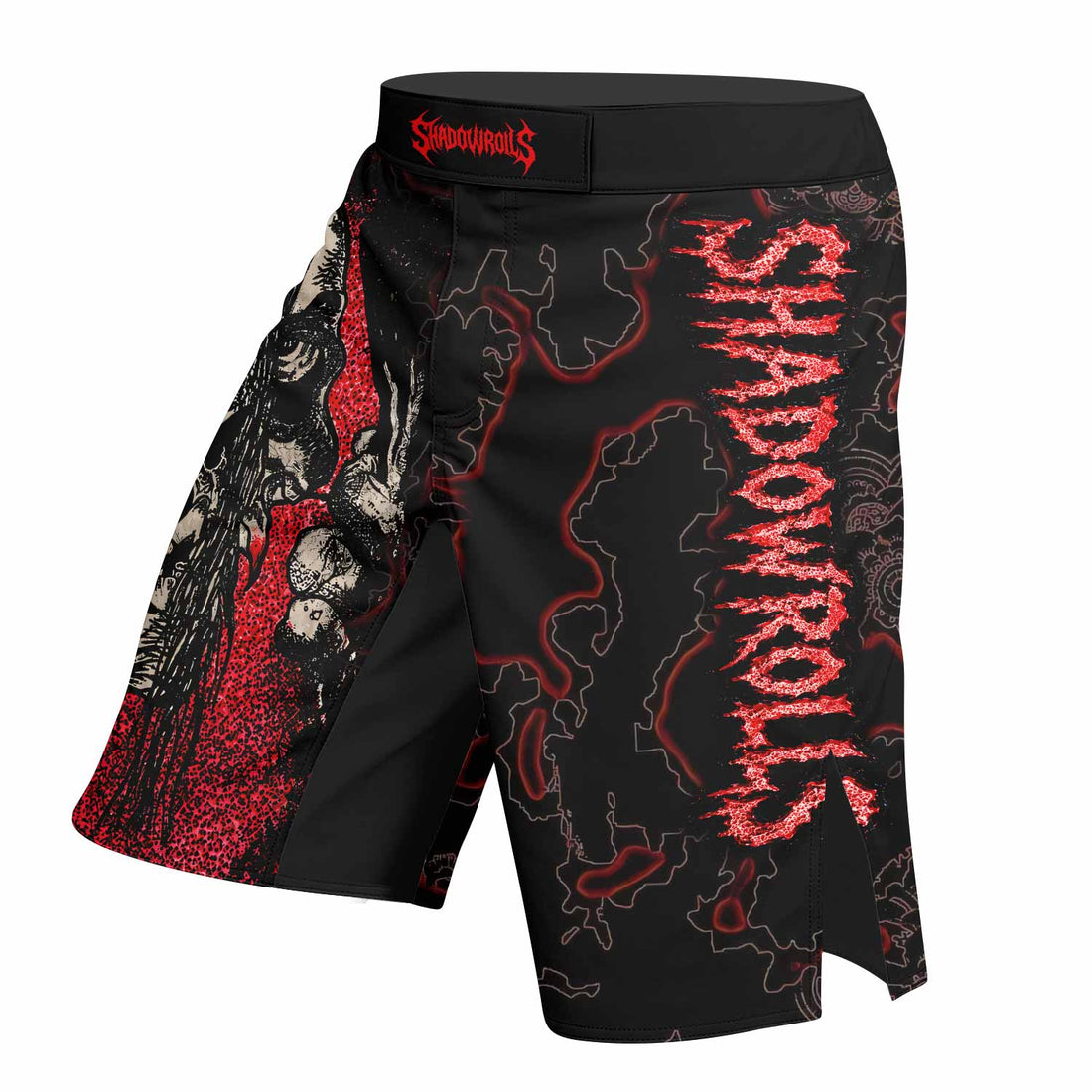 Crimson Hollow Skull Fight Shorts - right side mockup
