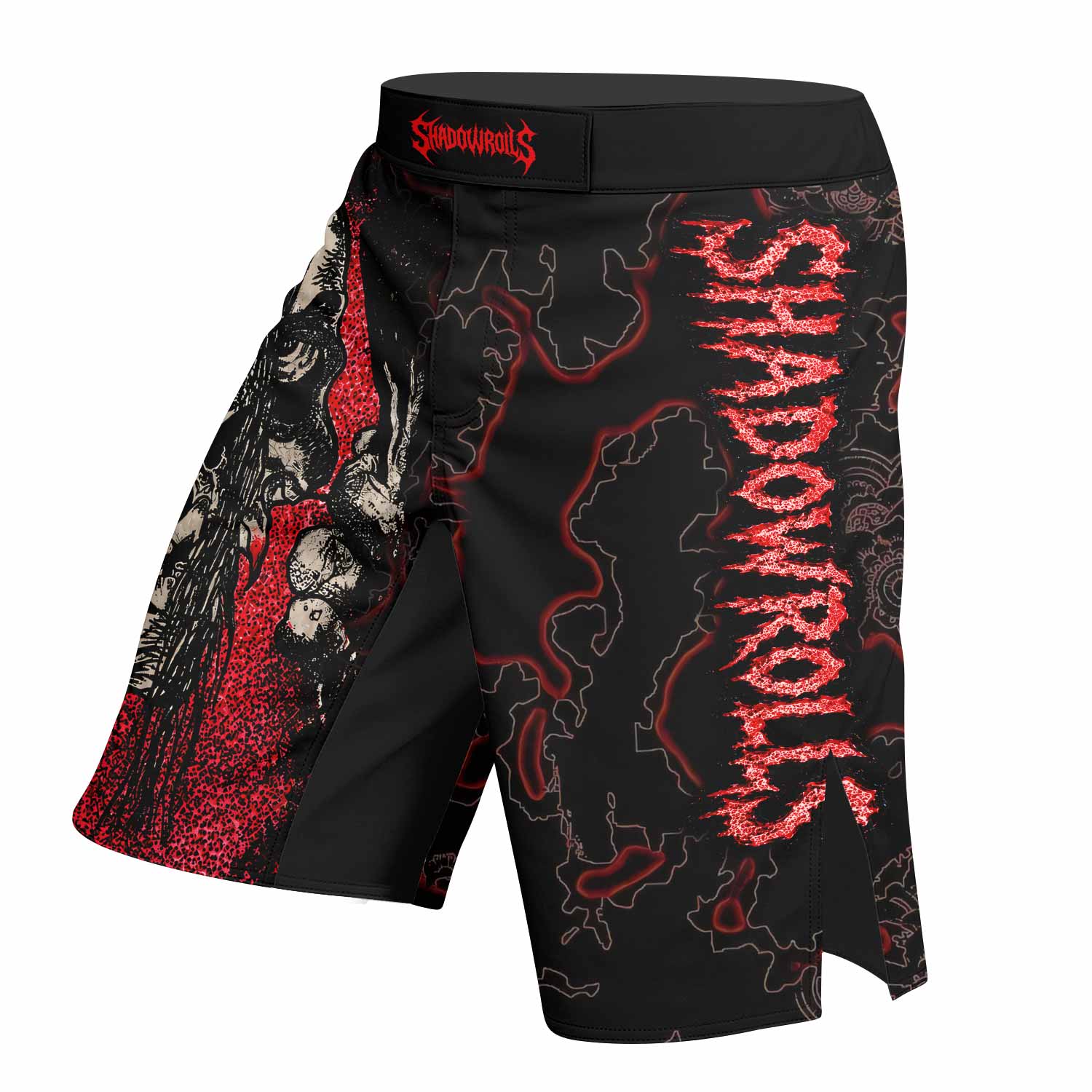 Crimson Hollow Skull Fight Shorts - left side mockup