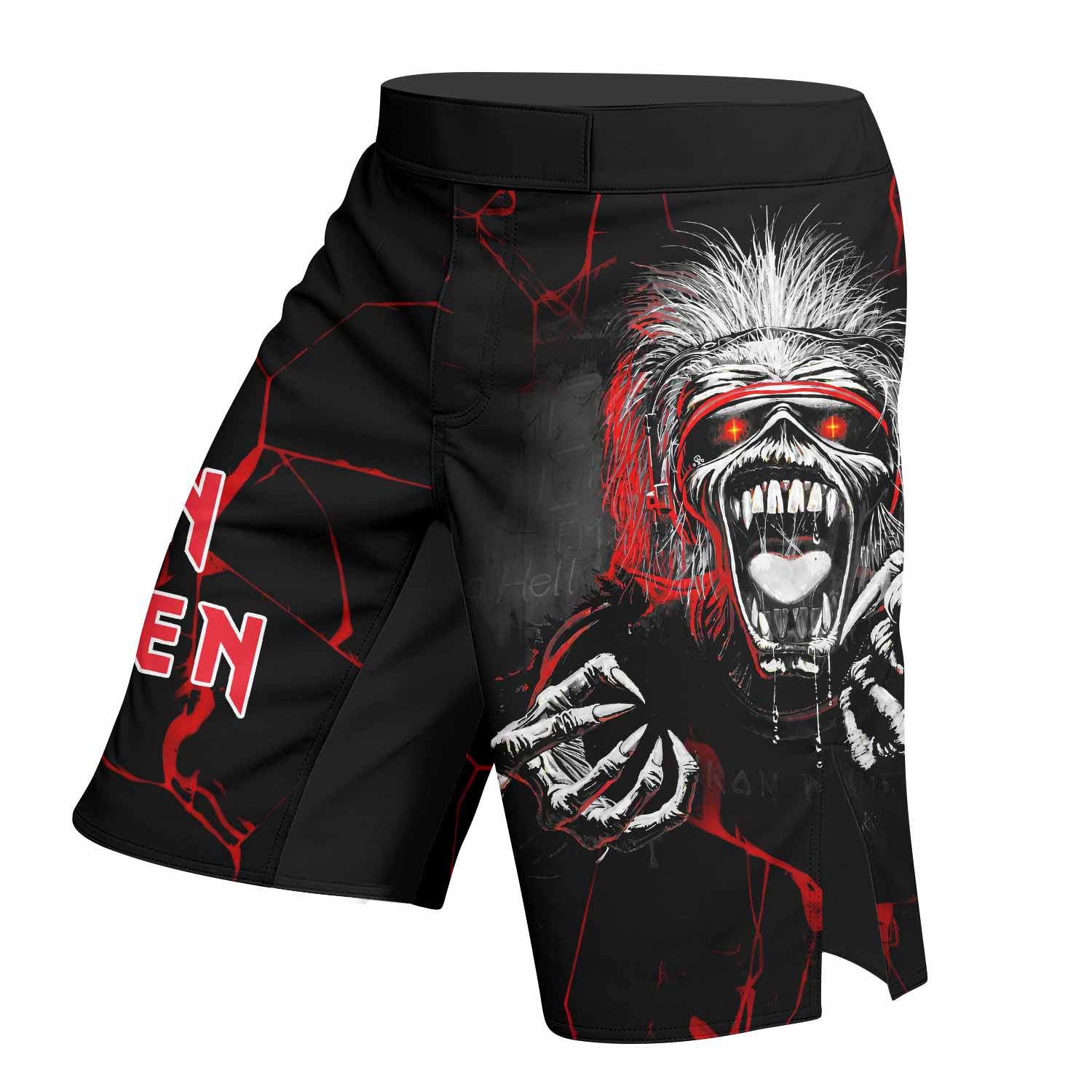 Iron Maiden A Real Dead One Fight Shorts - left side mockup