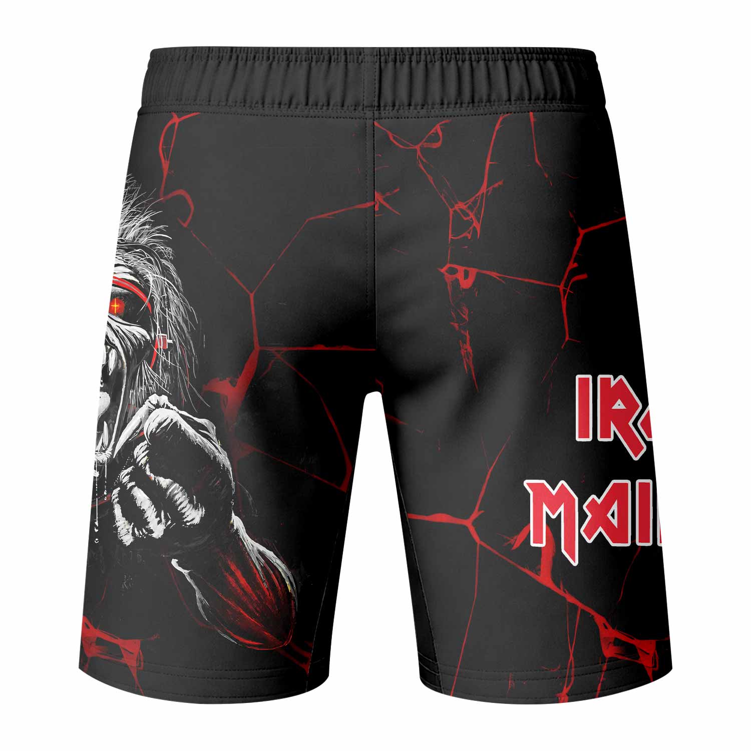 Iron Maiden A Real Dead One Fight Shorts - back view mockup