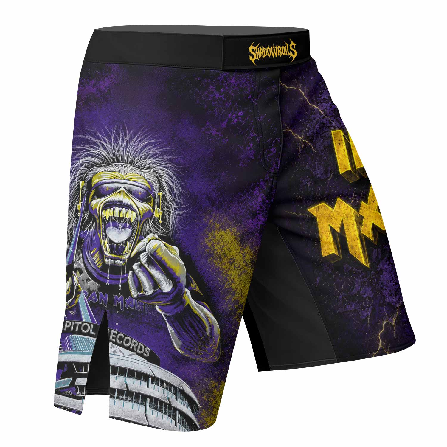 Iron Maiden Capitol Chaos Eddie Fight Shorts - right side mockup