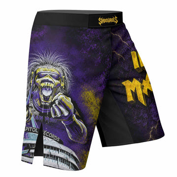 Iron Maiden Capitol Chaos Eddie Fight Shorts - right side mockup