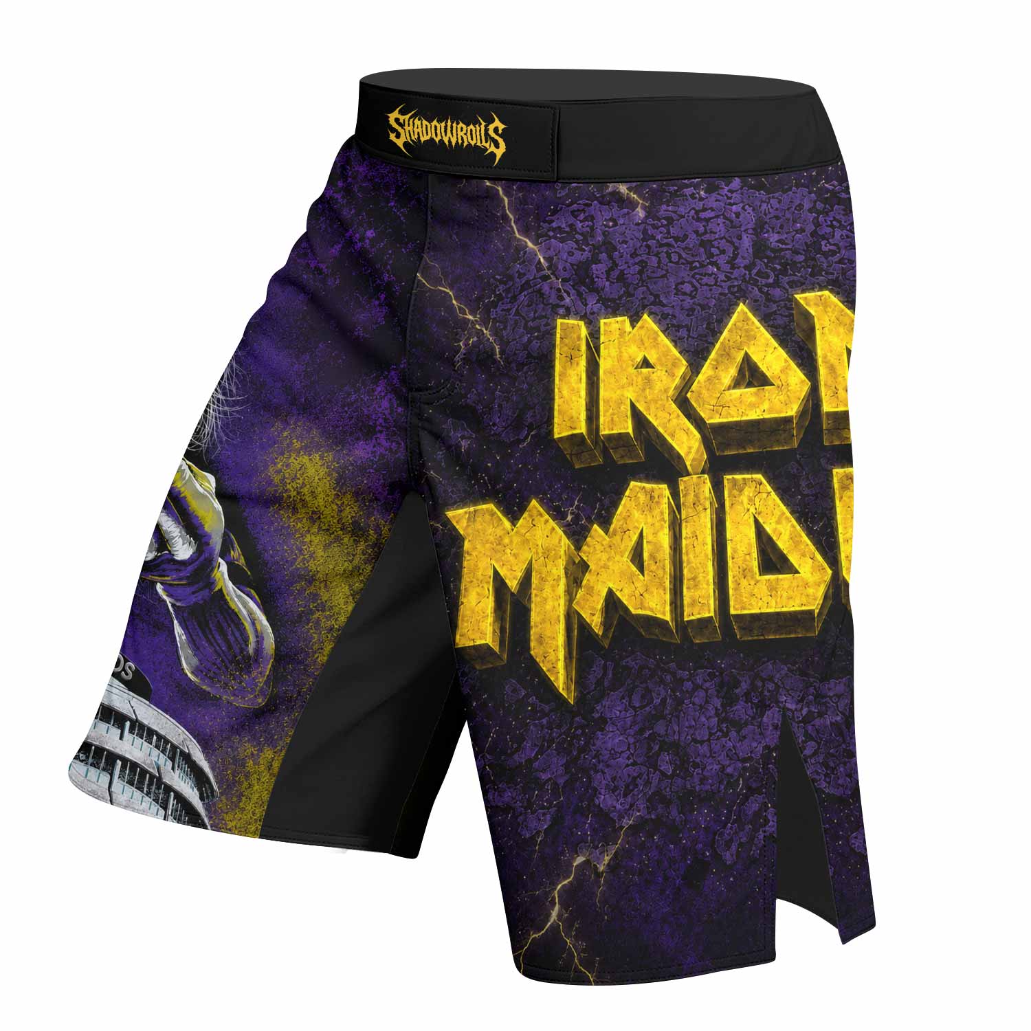 Iron Maiden Capitol Chaos Eddie Fight Shorts - left side mockup