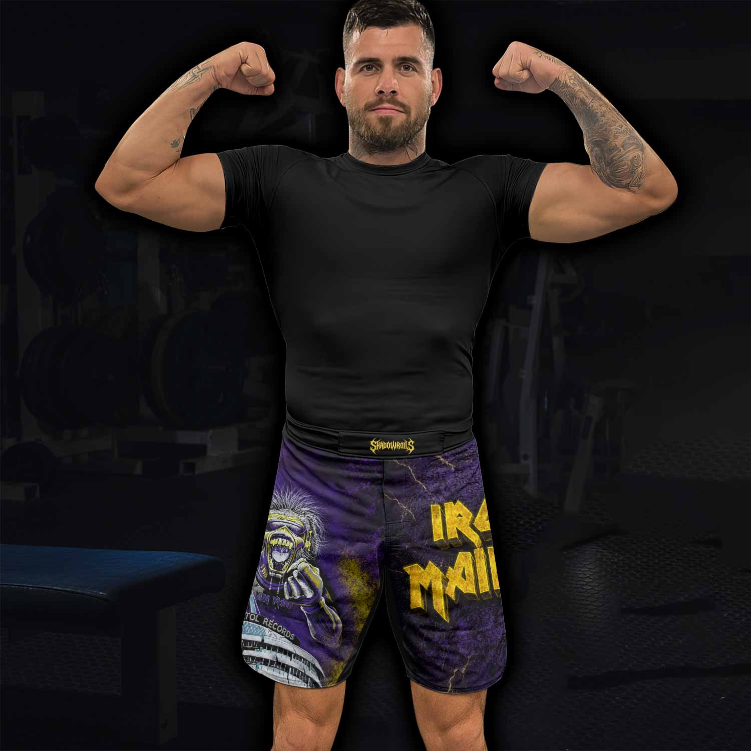 Iron Maiden Capitol Chaos Eddie Fight Shorts - lifestyle view