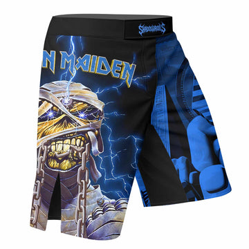 Iron Maiden Powerslave Mummy Eddie Fight Shorts - right side mockup