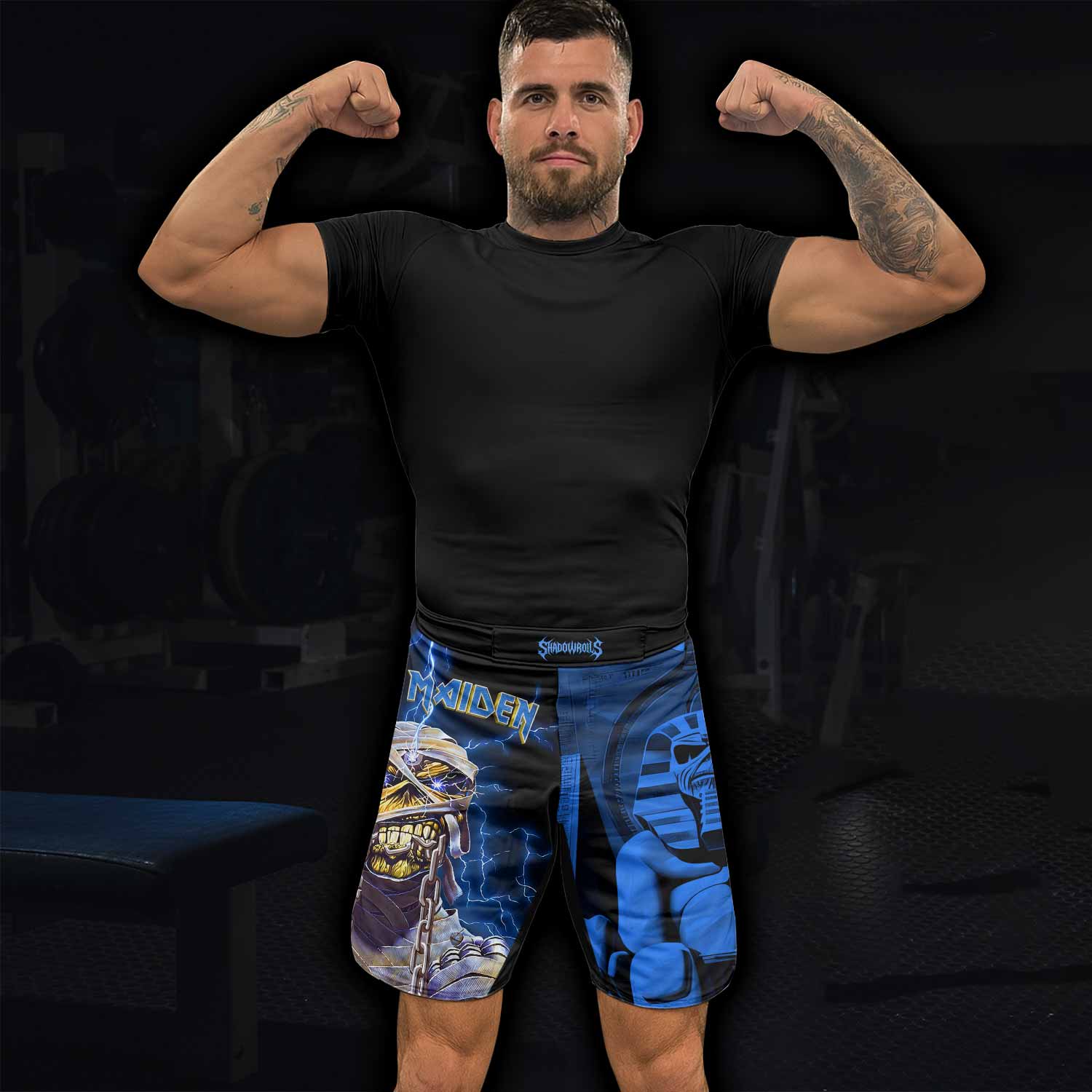 Iron Maiden Powerslave Mummy Eddie Fight Shorts - lifestyle view