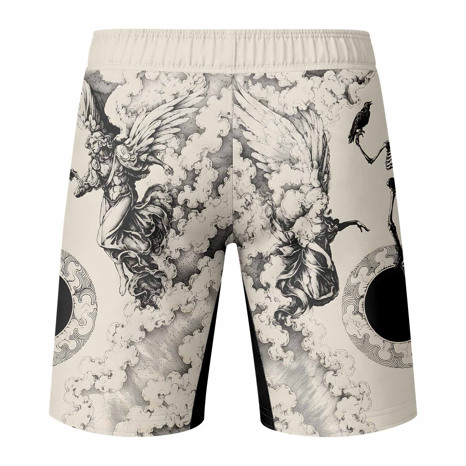 Celestial Memento Mori Fight Shorts - back view mockup