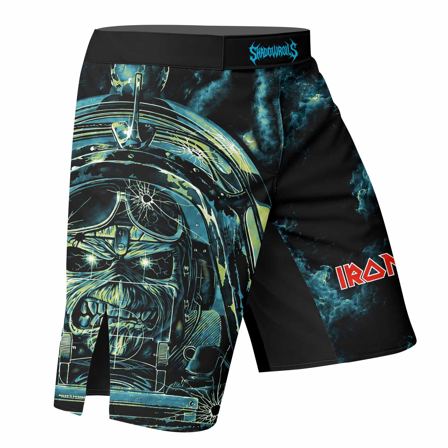 Iron Maiden Aces High Eddie Pilot Fight Shorts - right side mockup