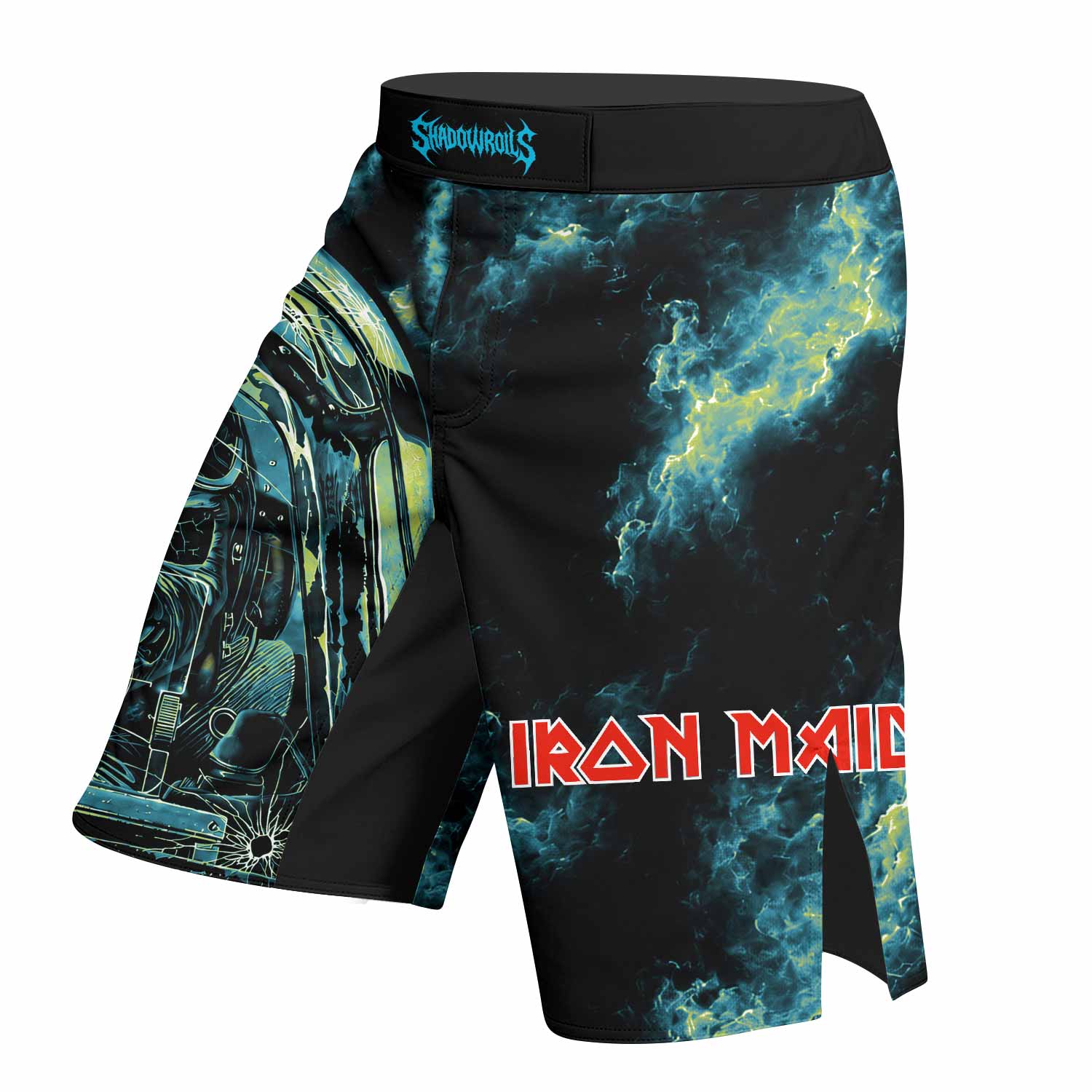 Iron Maiden Aces High Eddie Pilot Fight Shorts - left side mockup
