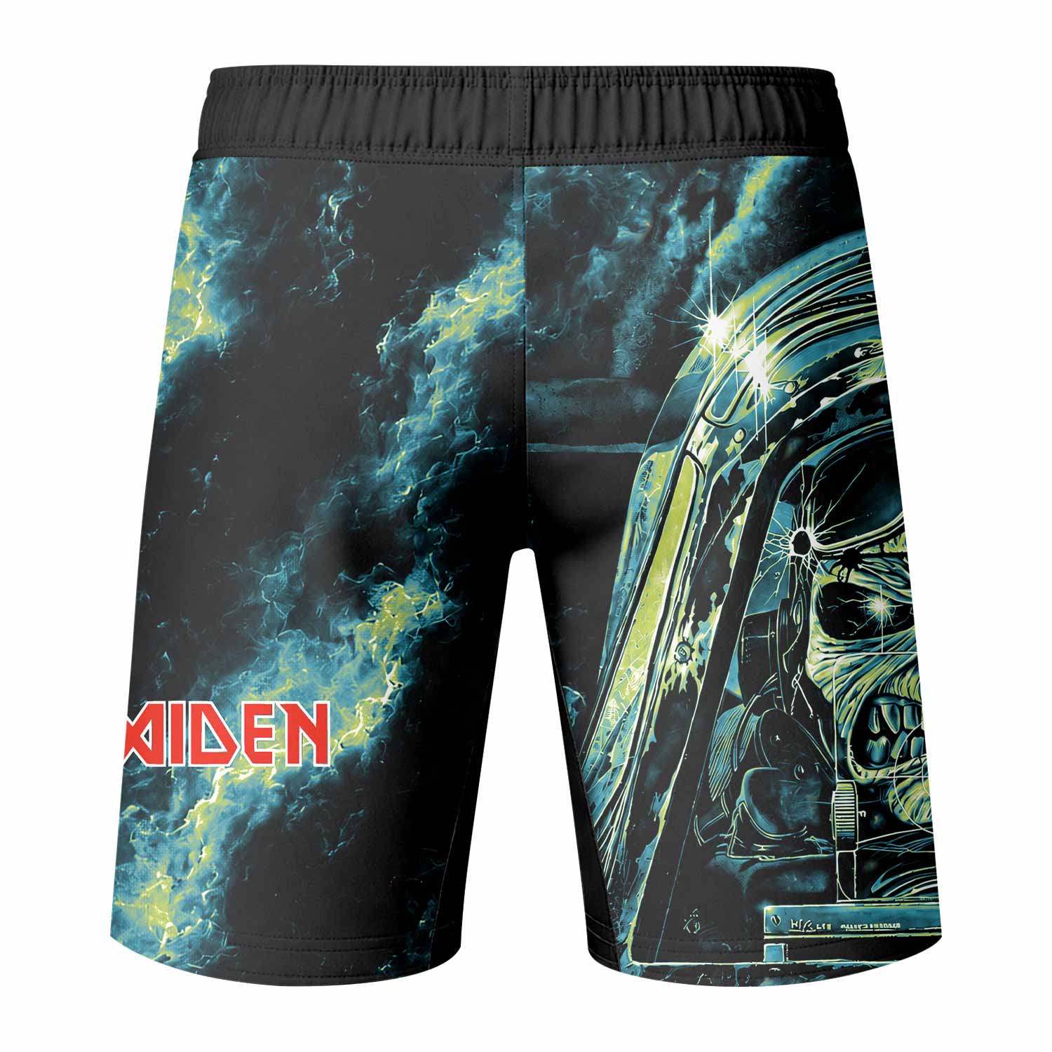 Iron Maiden Aces High Eddie Pilot Fight Shorts - back view mockup