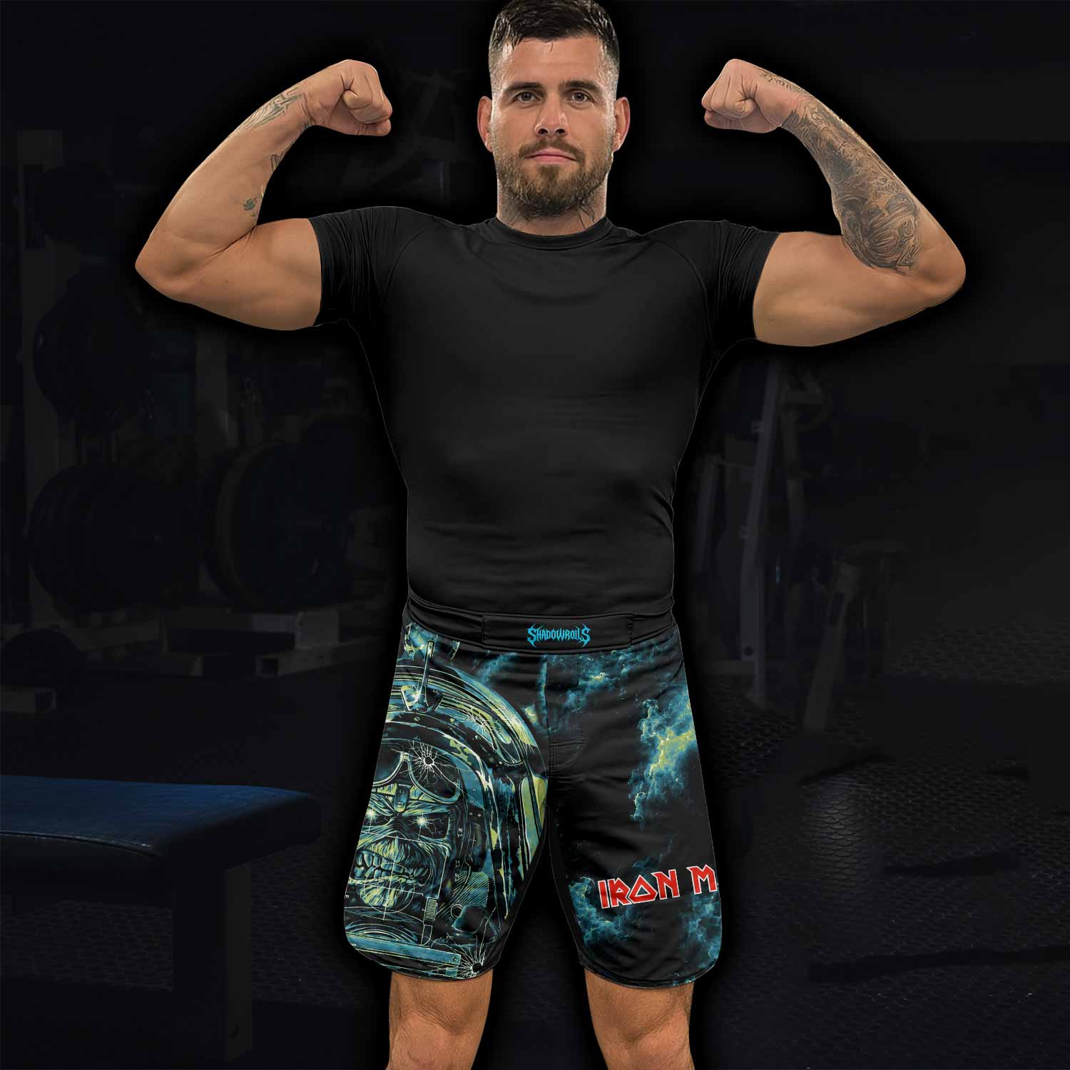 Iron Maiden Aces High Eddie Pilot Fight Shorts - lifestyle view