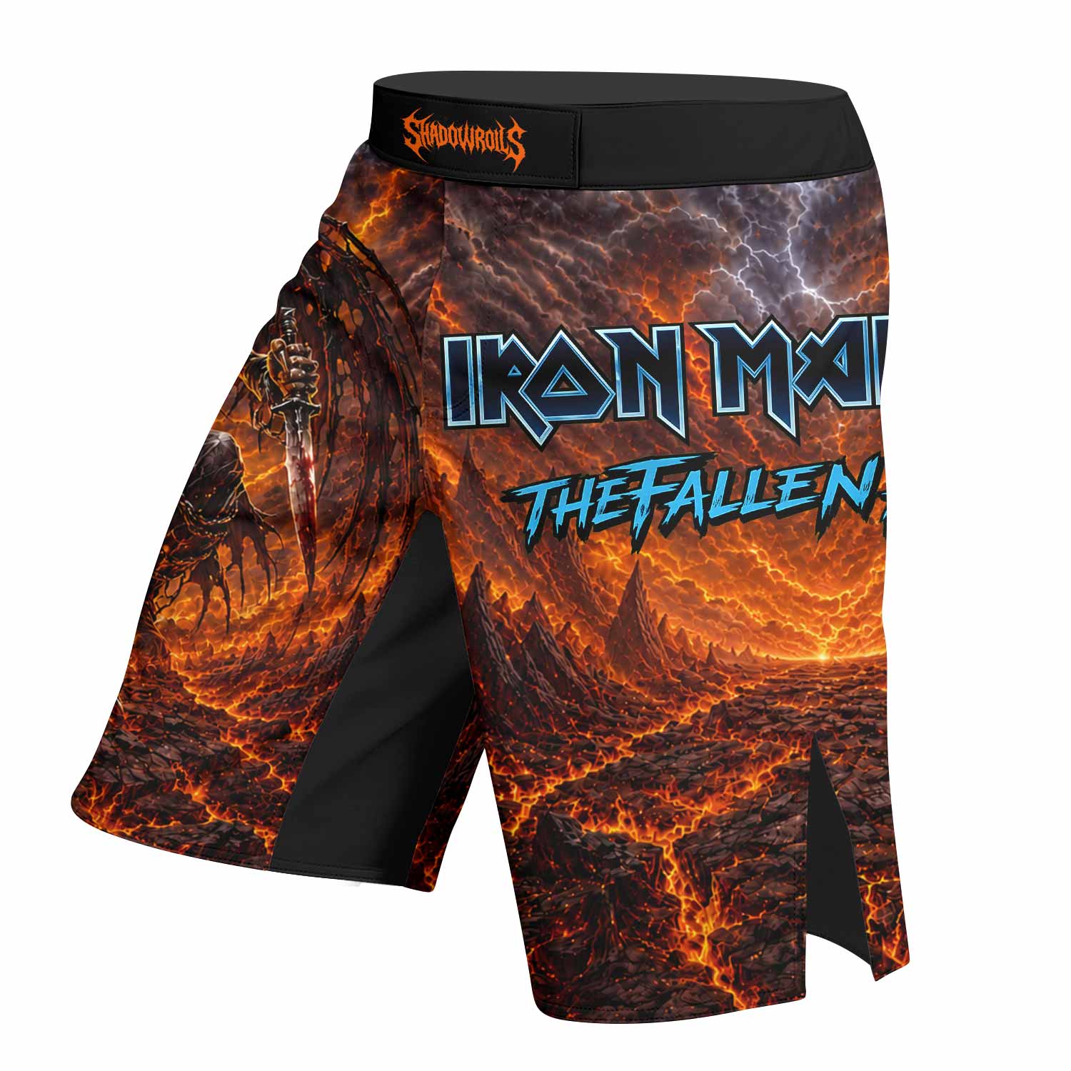 Iron Maiden The Fallen Angel Eddie Fight Shorts - left side mockup