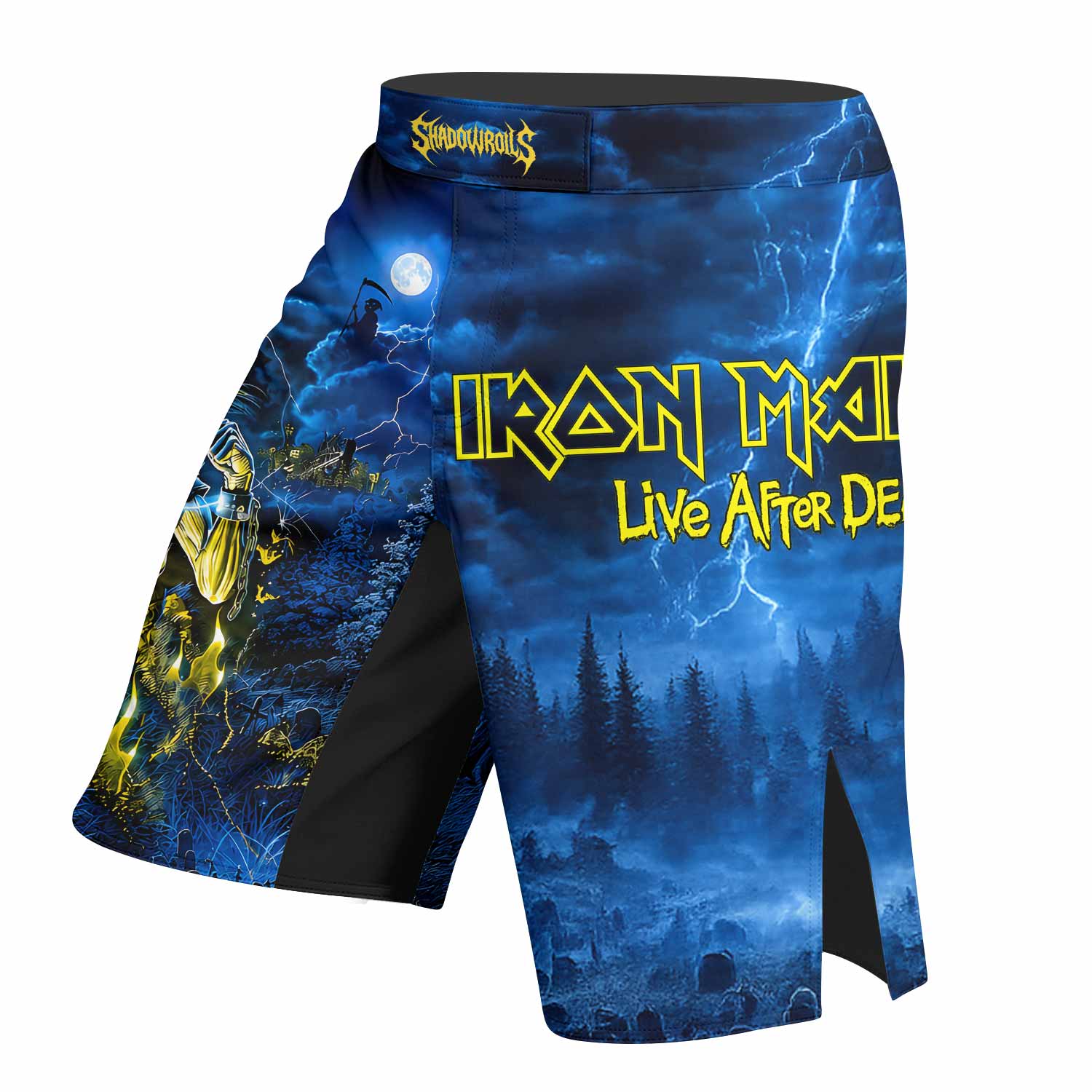 Iron Maiden Live After Death Eddie Fight Shorts - left side mockup