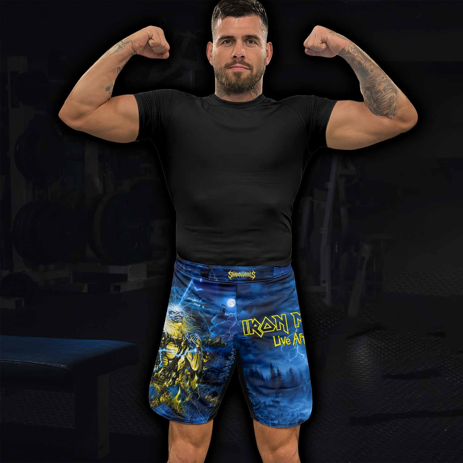 Iron Maiden Live After Death Eddie Fight Shorts - lifestyle view