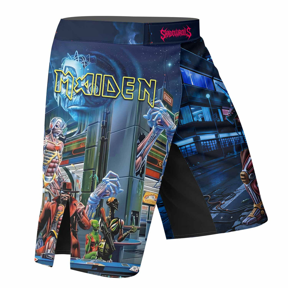 Iron Maiden Somewhere in Time Eddie Cyborg Fight Shorts - right side mockup