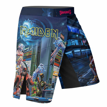 Iron Maiden Somewhere in Time Eddie Cyborg Fight Shorts - right side mockup