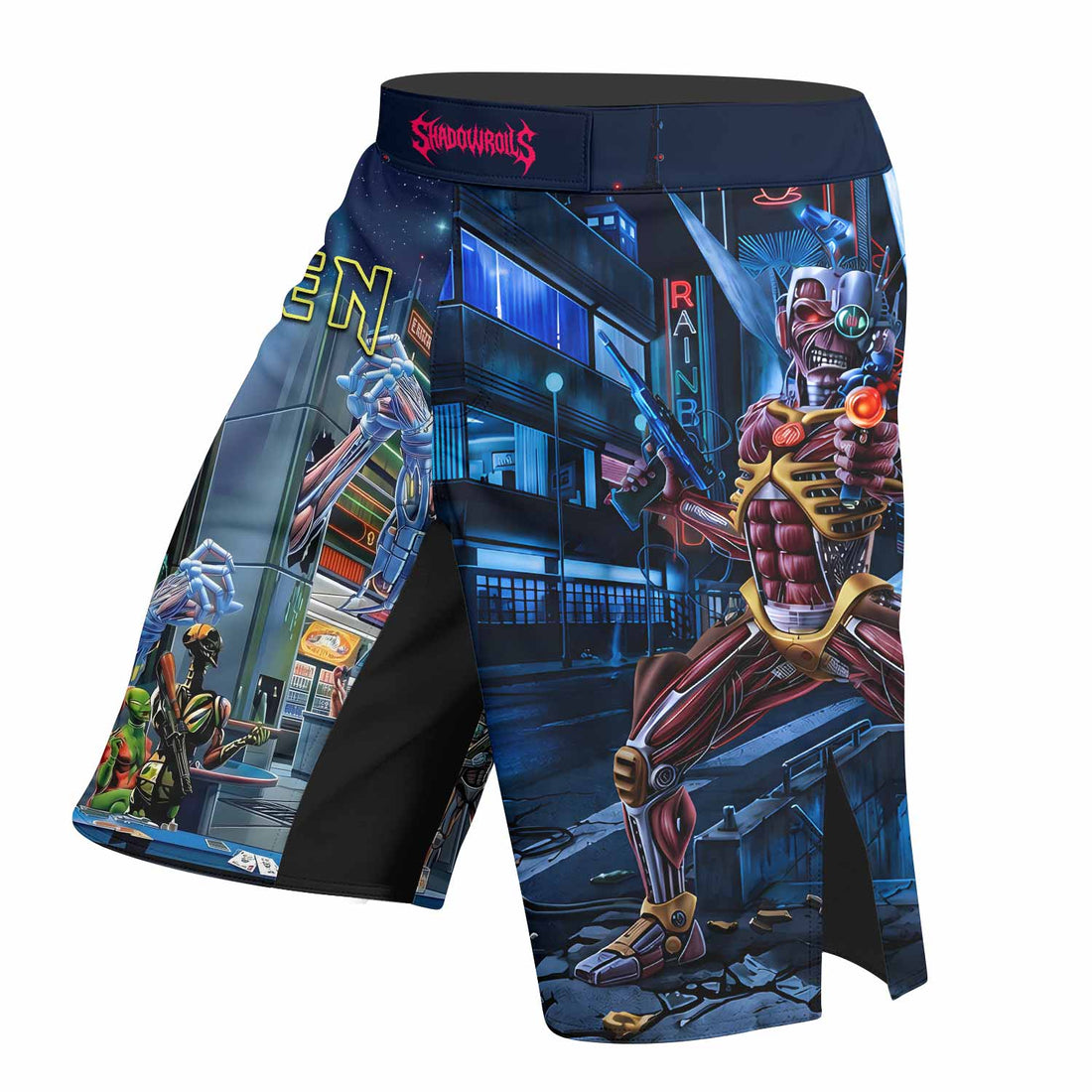 Iron Maiden Somewhere in Time Eddie Cyborg Fight Shorts - right side mockup