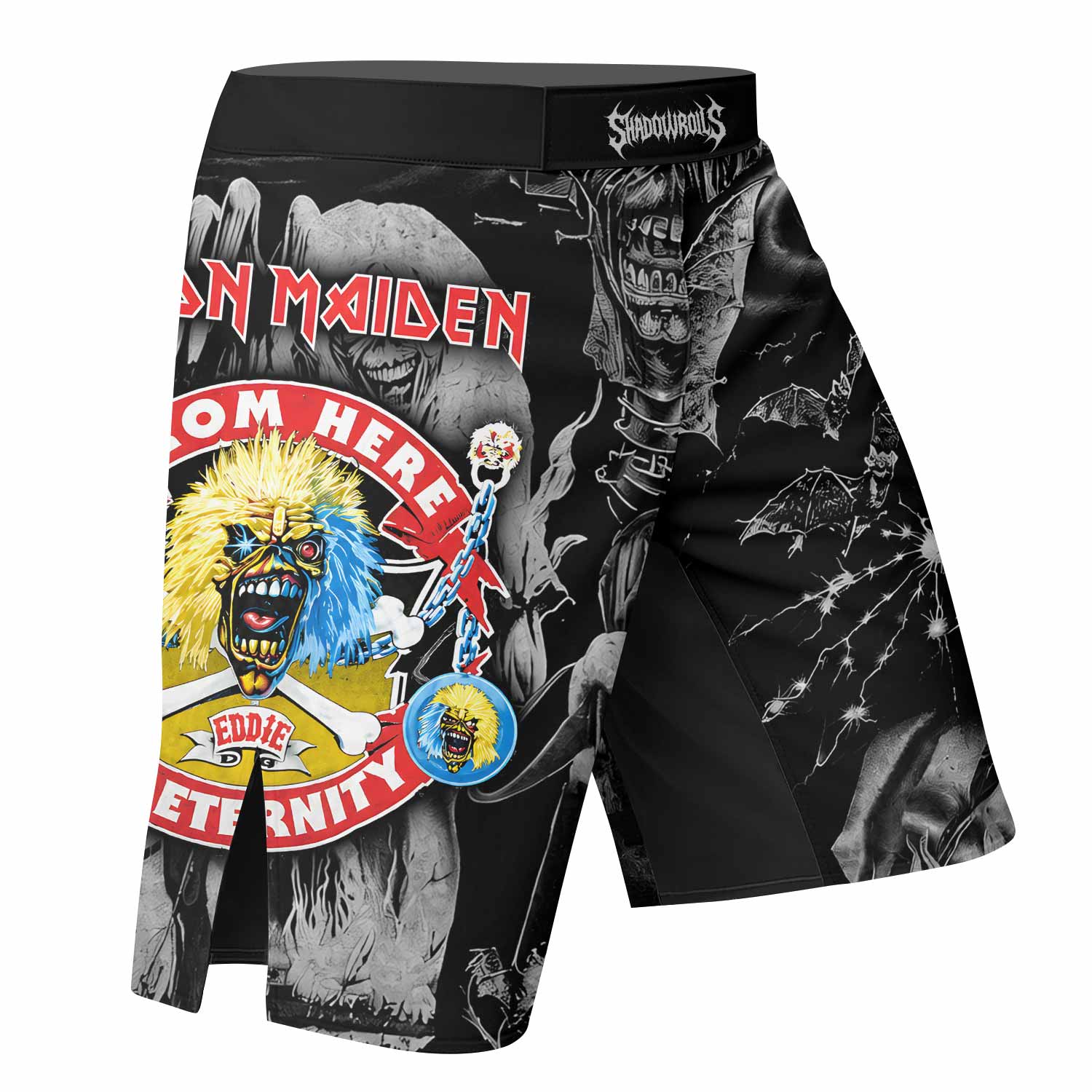 Iron Maiden From Here to Eternity Eddie Fight Shorts - right side mockup