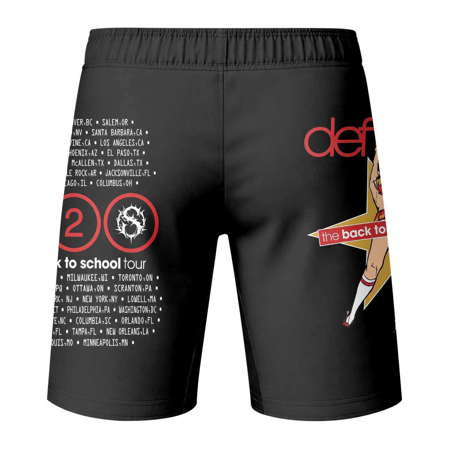 Deftones Back to School Tour Fight Shorts - back view mockup