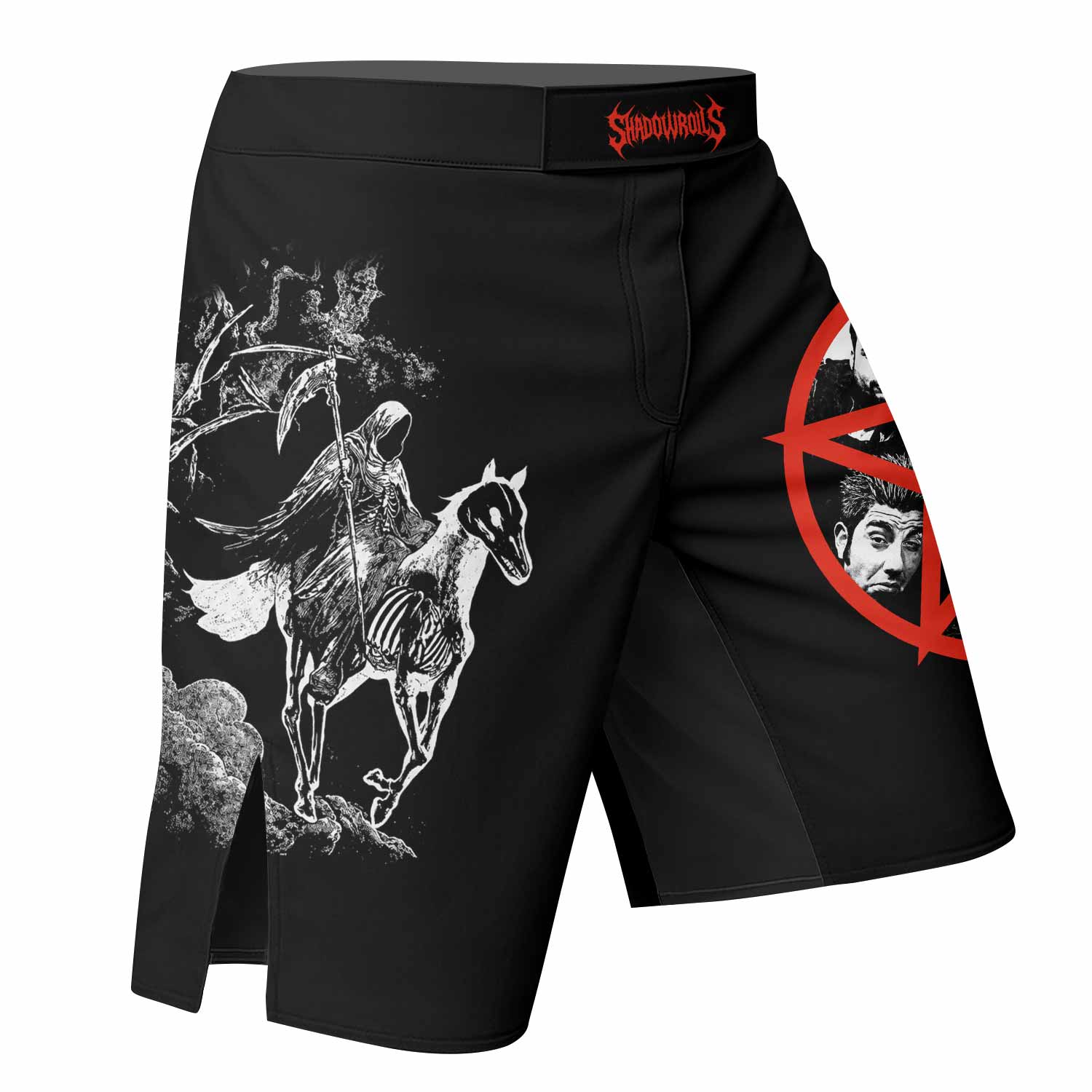 Deftones White Pony Grim Reaper Fight Shorts - right side mockup