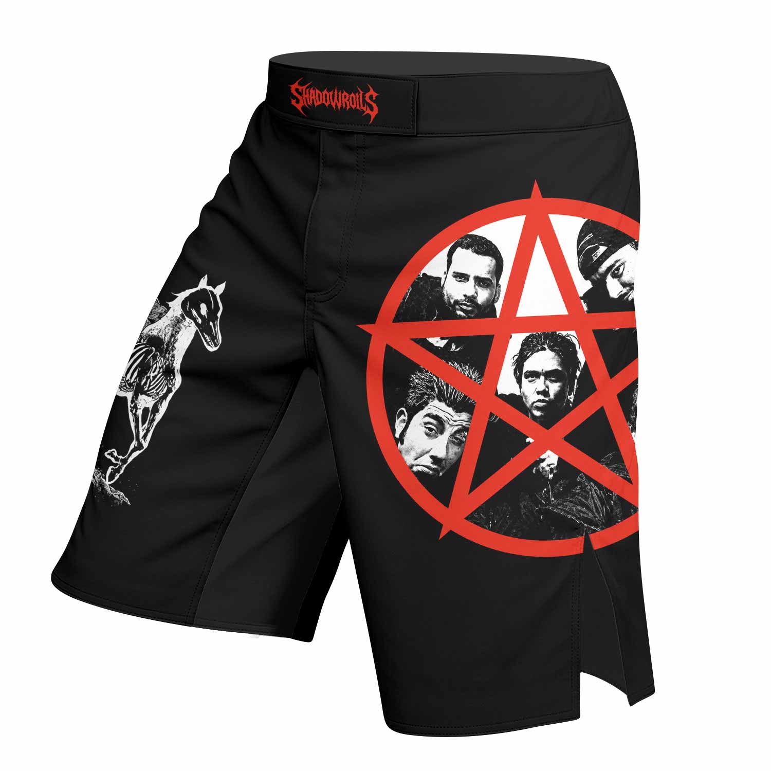 Deftones White Pony Grim Reaper Fight Shorts - left side mockup