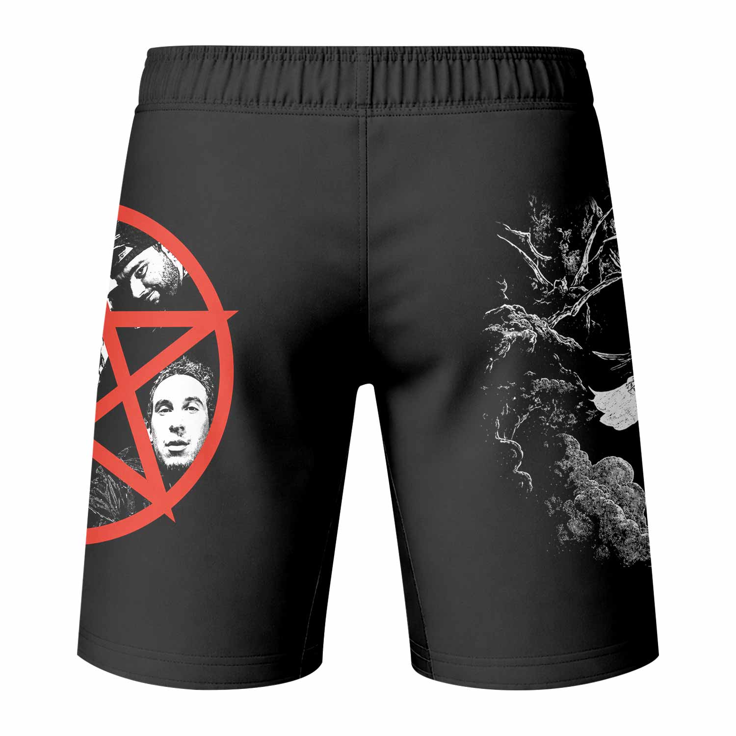 Deftones White Pony Grim Reaper Fight Shorts - back view mockup