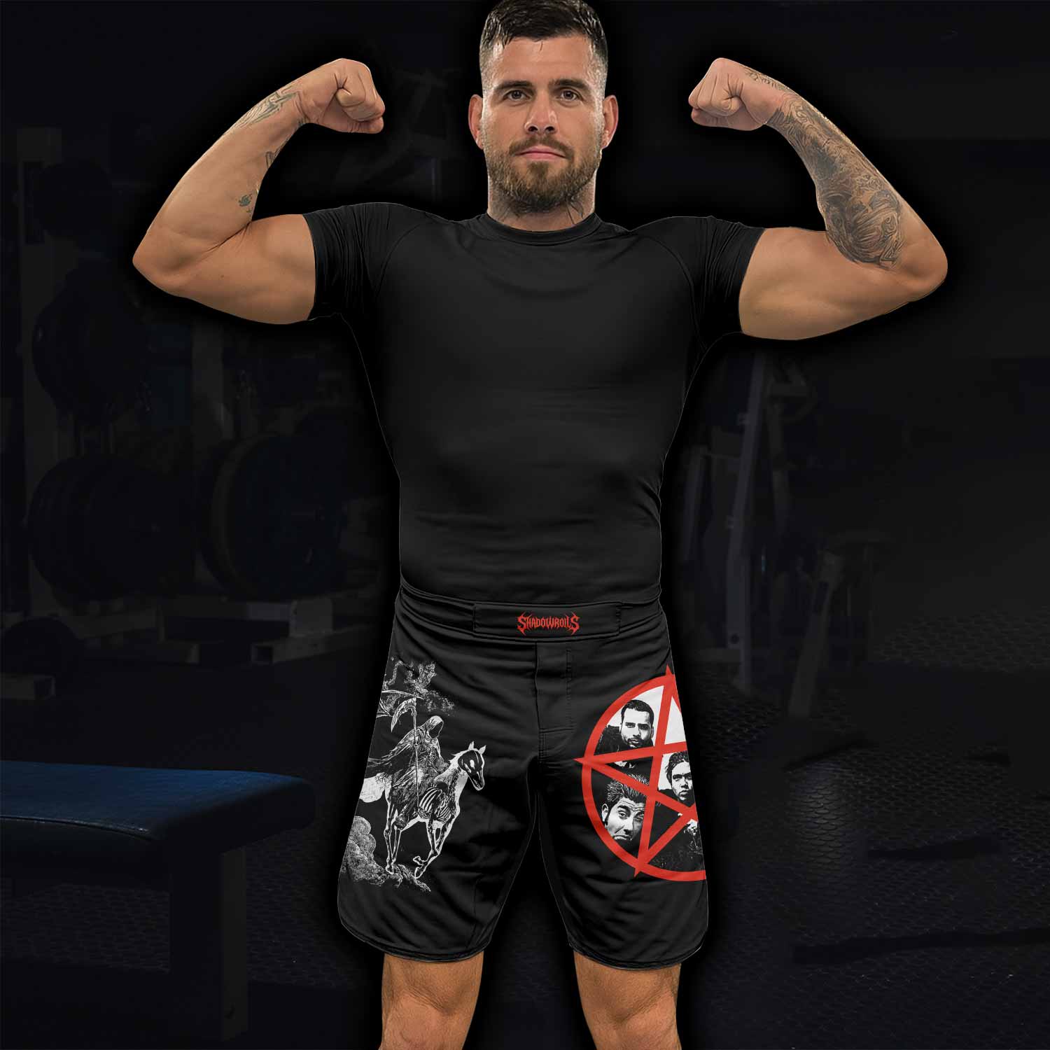 Deftones White Pony Grim Reaper Fight Shorts - lifestyle view