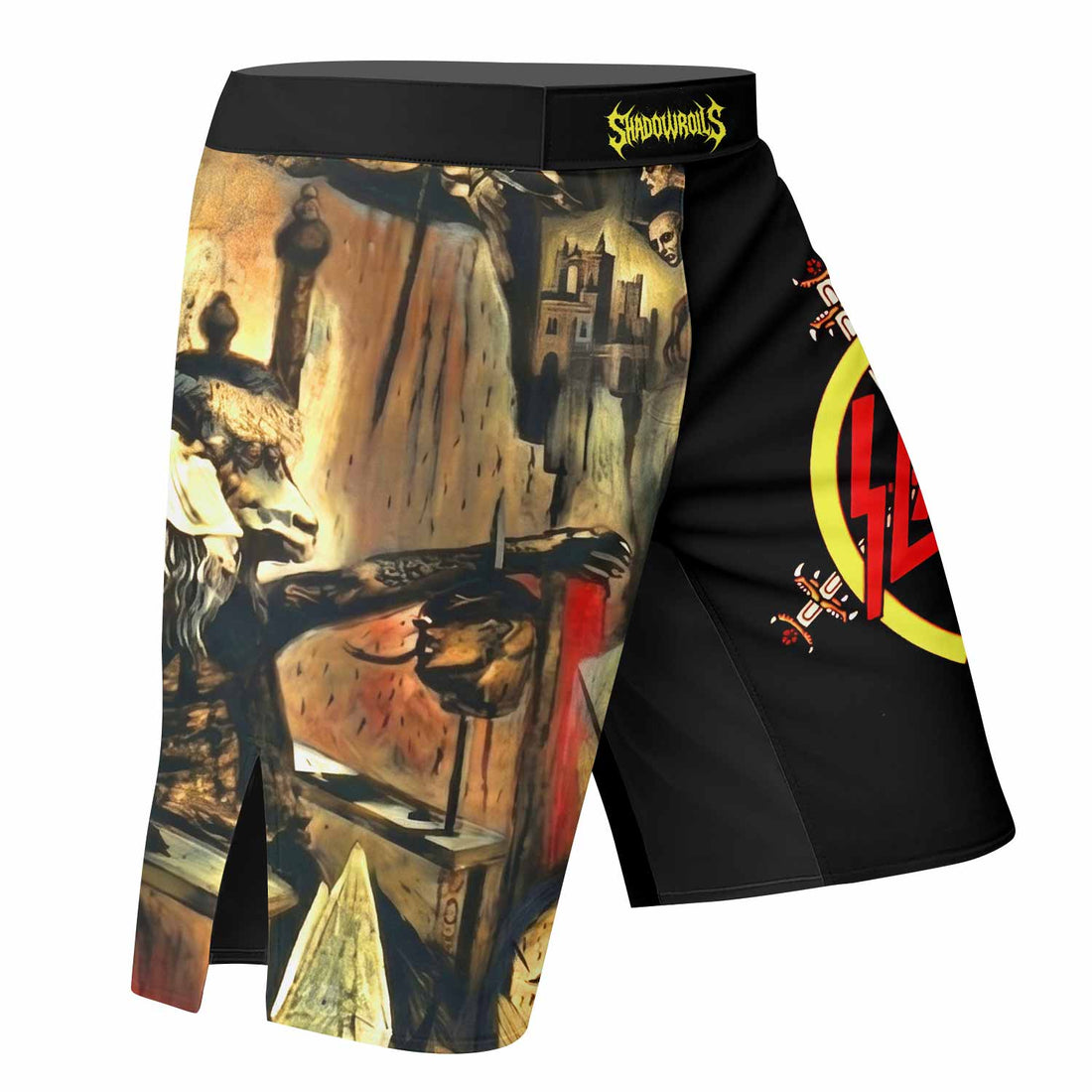 South of Heaven Slayer Fight Shorts - right side mockup