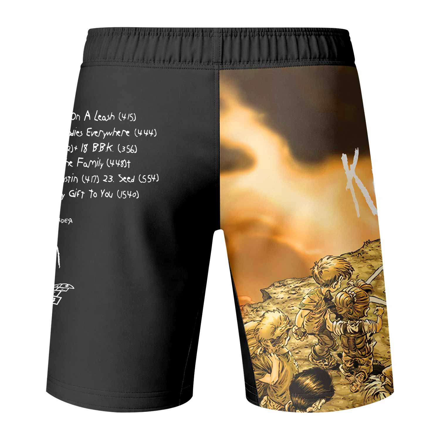 Korn Follow the Leader Hopscotch Fight Shorts - back view mockup