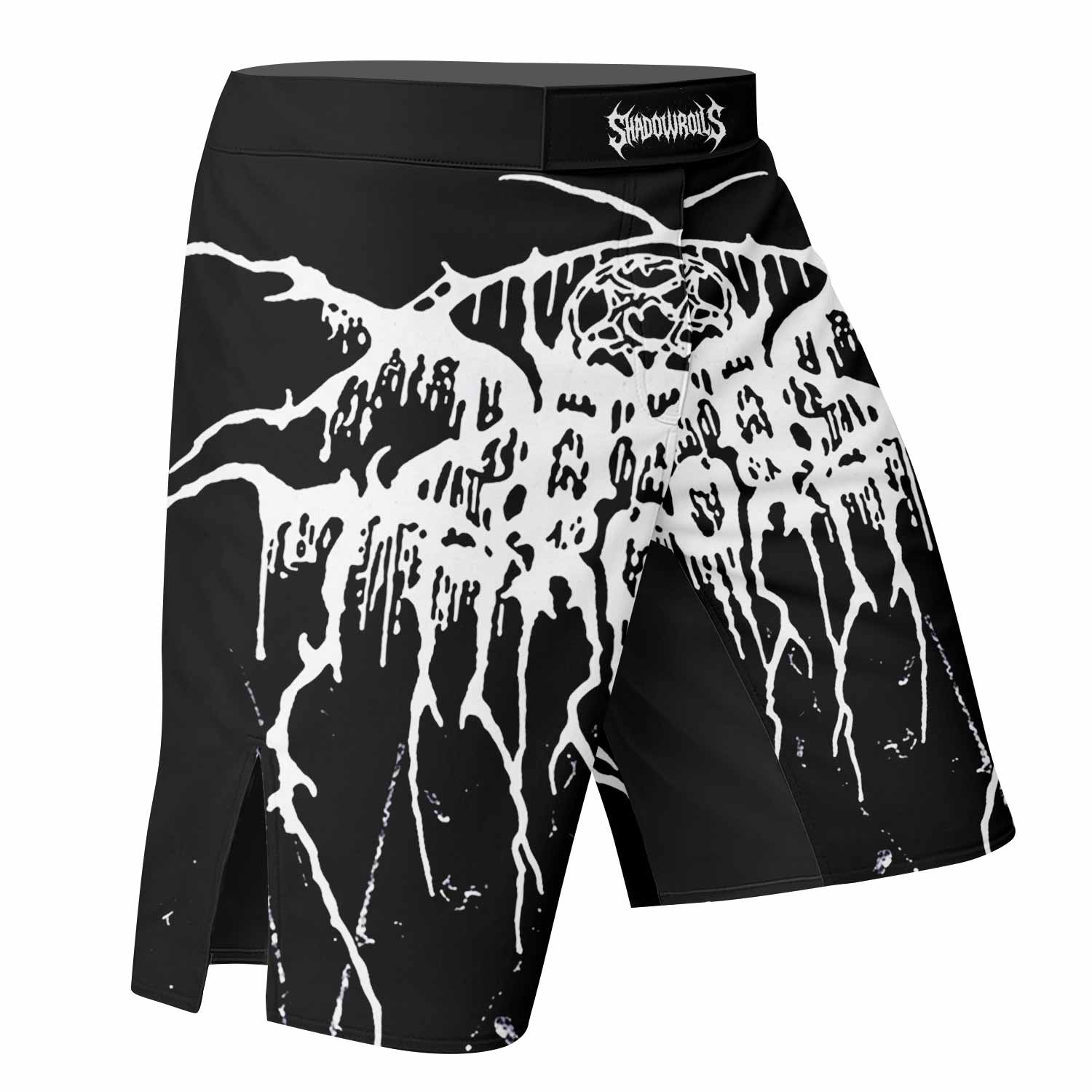 Darkthrone Under a Funeral Moon Fight Shorts - right side mockup